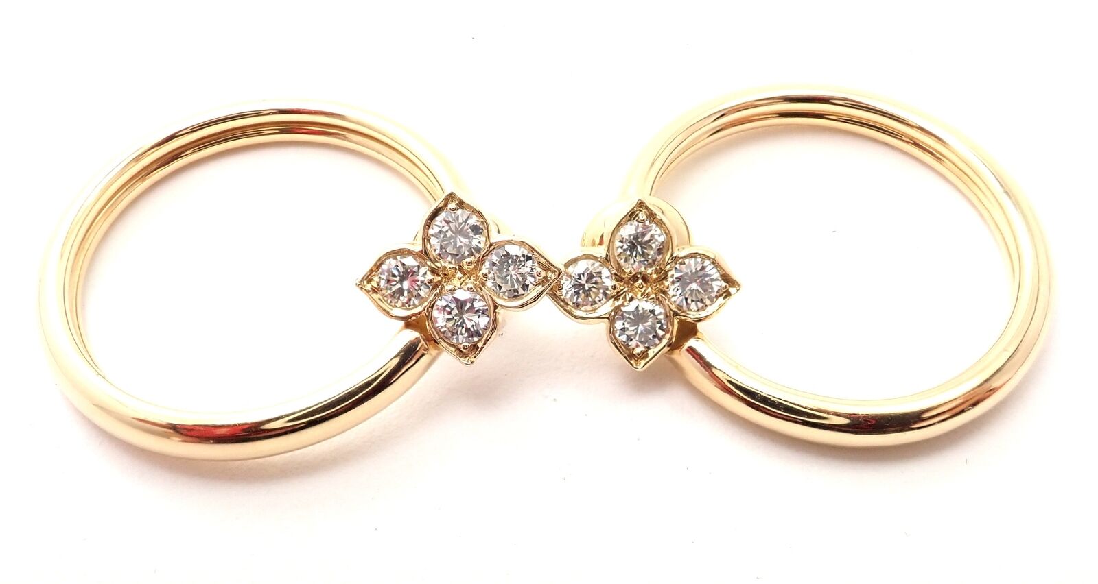 Cartier Jewelry & Watches:Fine Jewelry:Earrings Authentic! Cartier Hindu 18k Yellow Gold Diamond Floral Design Hoop Earrings