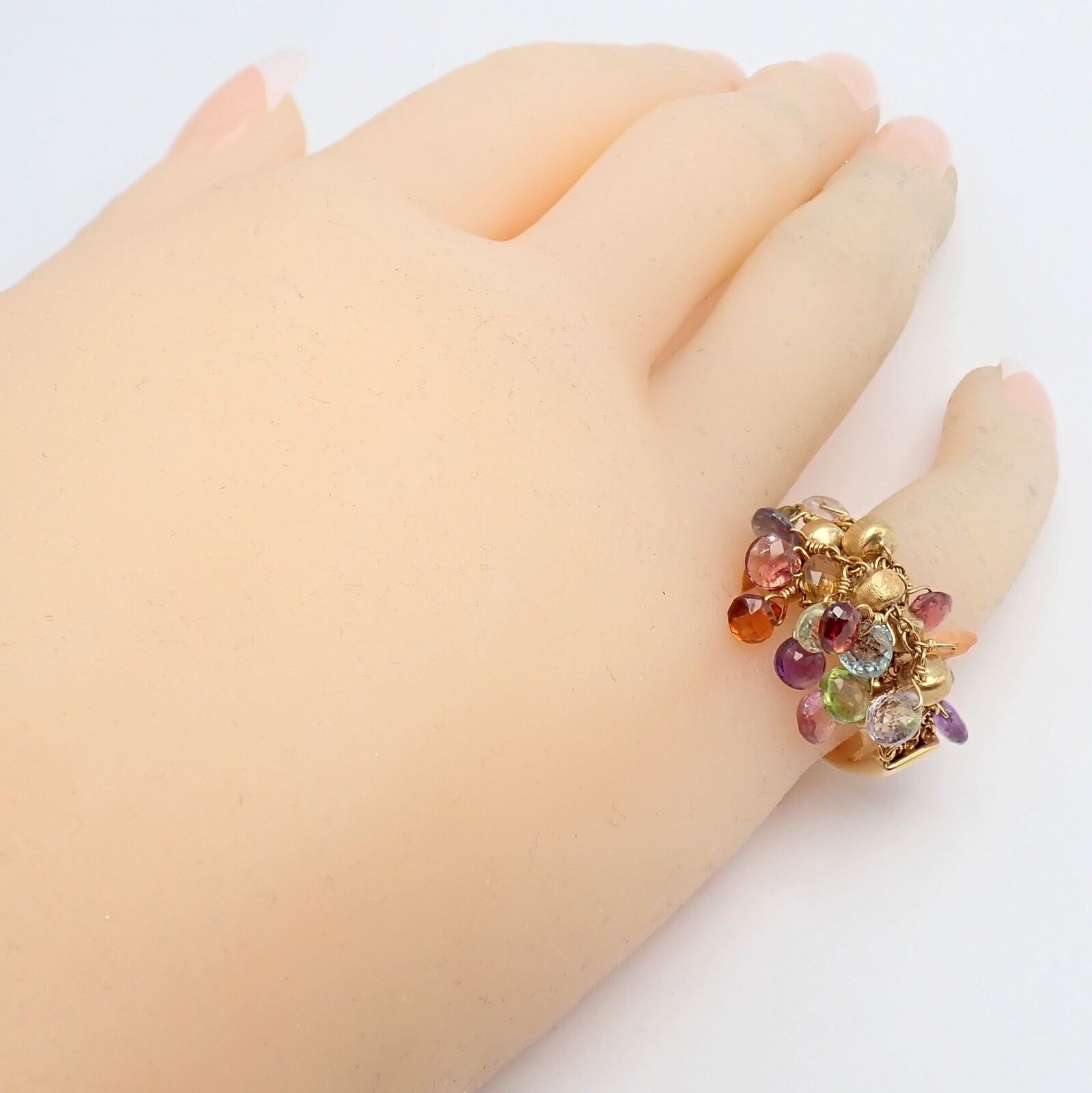 Marco Bicego Jewelry & Watches:Fine Jewelry:Rings Marco Bicego 18k Yellow Gold Paradise Multicolor Gems 3 Strand Ring