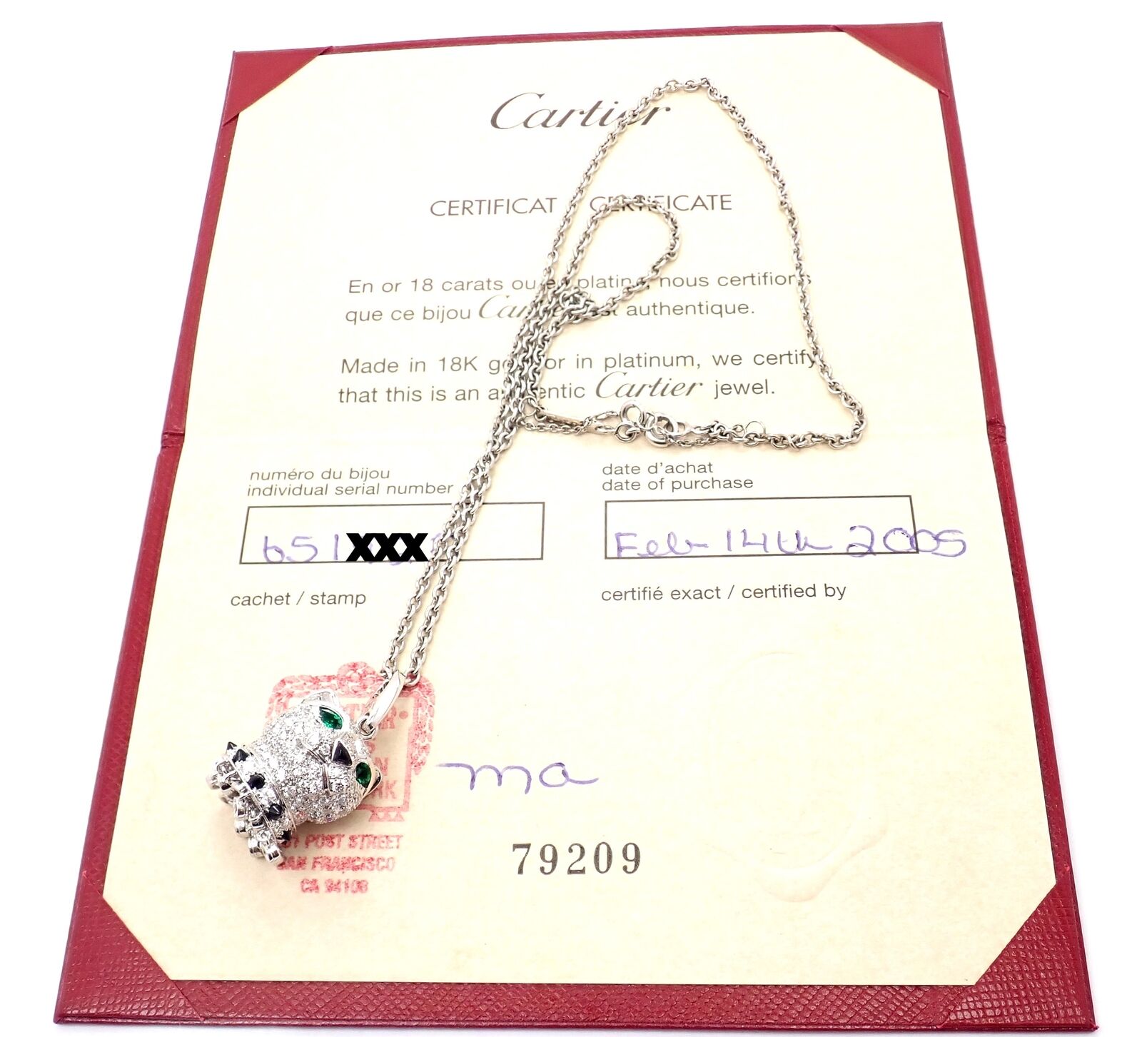 Cartier Jewelry & Watches:Fine Jewelry:Necklaces & Pendants Panthere de Cartier Panther 18k Gold Diamond Emerald Onyx Pendant Necklace Cert.