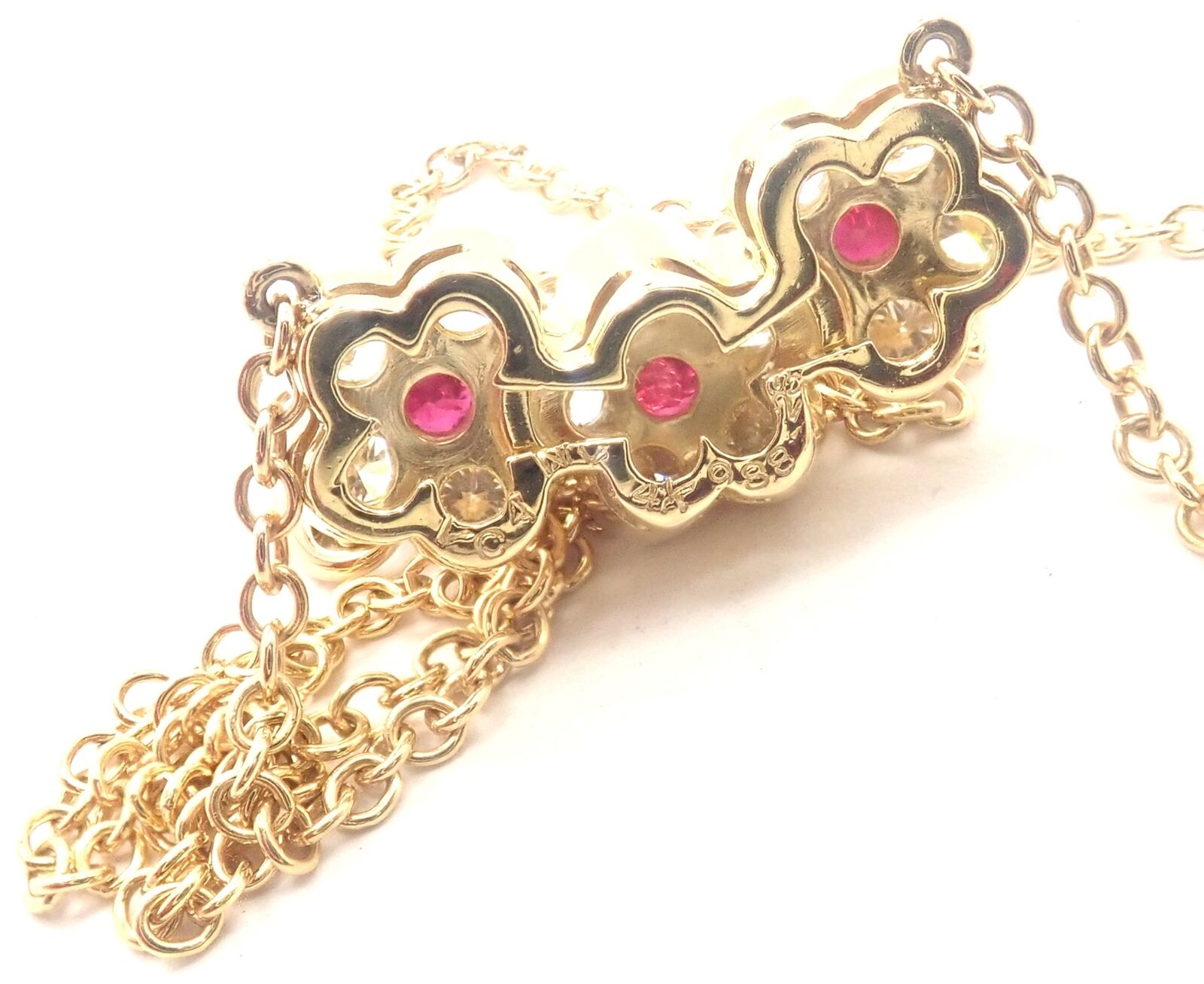 Van Cleef & Arpels Jewelry & Watches:Fine Jewelry:Necklaces & Pendants Authentic! Van Cleef & Arpels 18k Yellow Gold Ruby Diamond Fleurette Necklace
