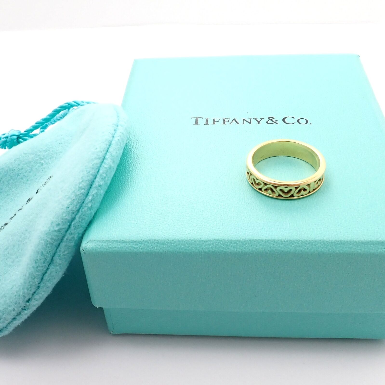 Tiffany & Co. Jewelry & Watches:Fine Jewelry:Rings Rare! Tiffany & Co. 18k Yellow Gold Rotating Spinning Hearts Band Ring Sz 5