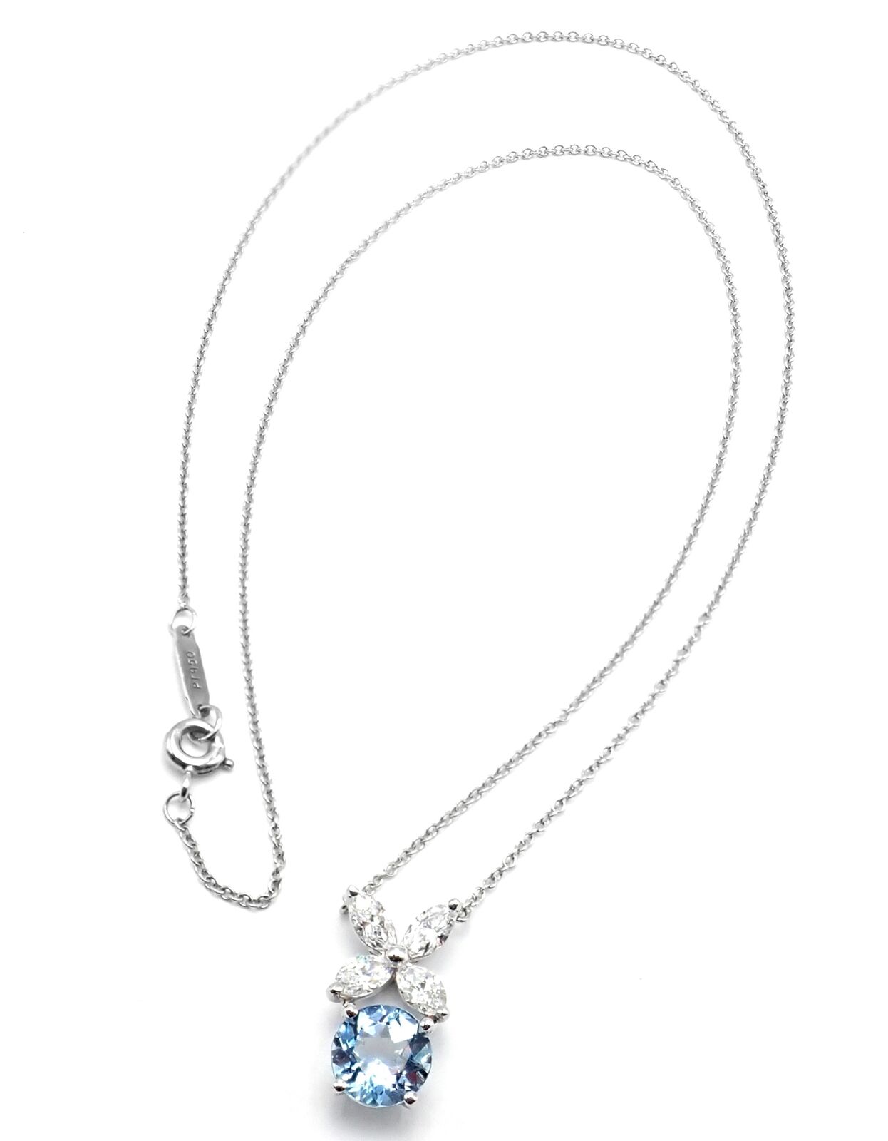 Tiffany & Co. Jewelry & Watches:Fine Jewelry:Necklaces & Pendants Authentic! Tiffany & Co Victoria Platinum Diamond Aquamarine Pendant Necklace
