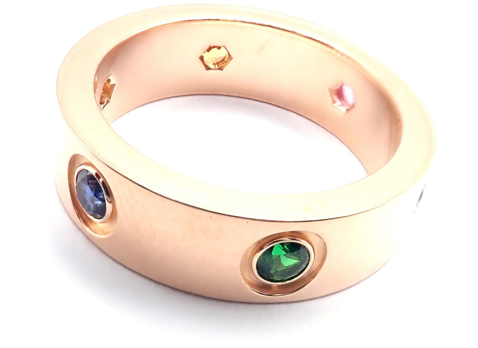 Cartier Jewelry & Watches:Fine Jewelry:Rings Authentic! Cartier 18k Rose Gold Multi-Gem Love Band Ring Size 51 Paper