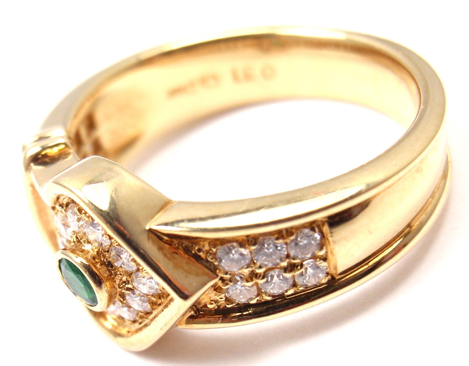 Christian Dior Jewelry & Watches:Fine Jewelry:Rings Rare! Authentic Christian Dior 18k Yellow Gold Diamond Emerald Ring