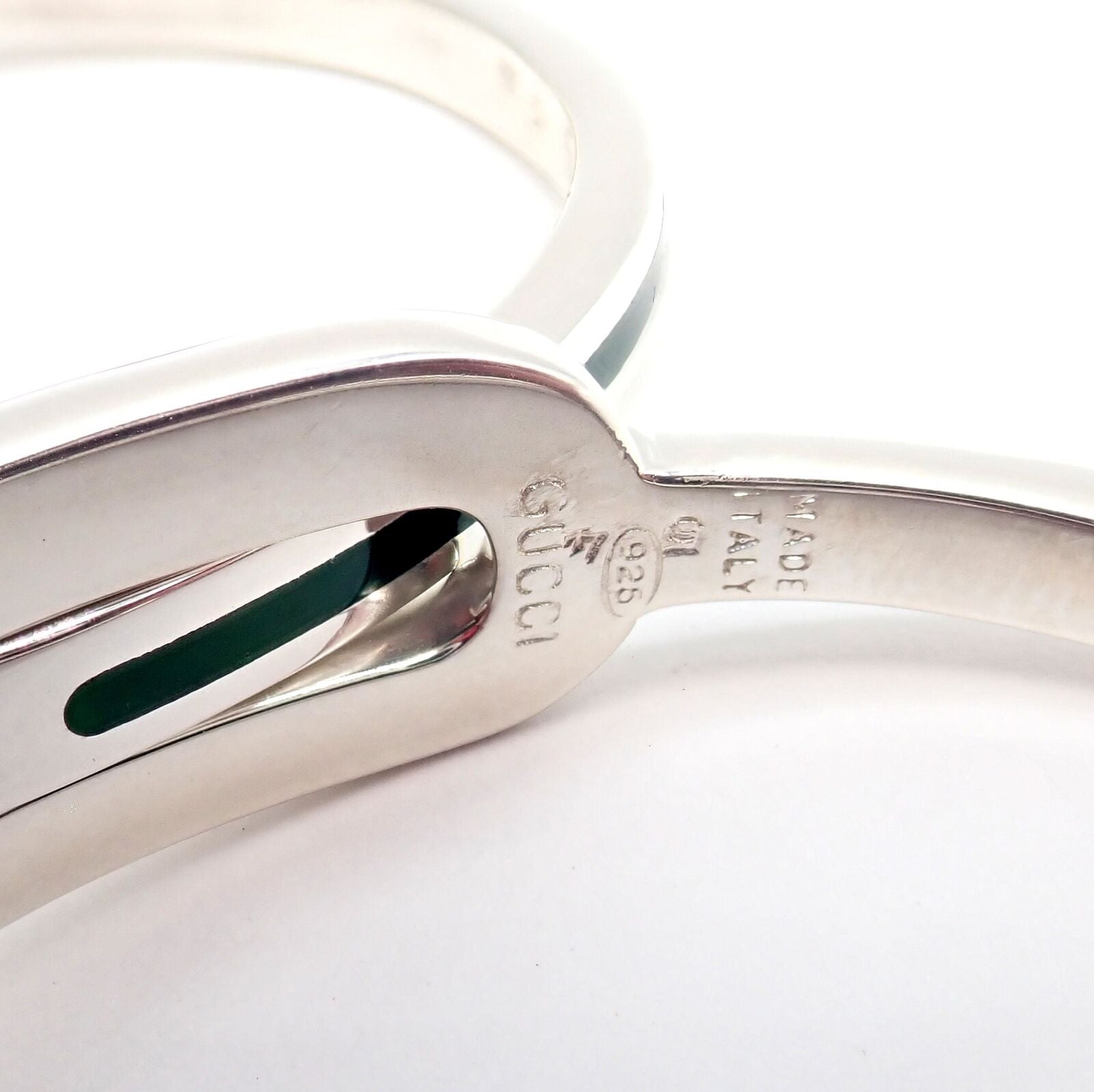 Gucci Jewelry & Watches:Fine Jewelry:Bracelets & Charms Vintage! Authentic Gucci Silver Green Enamel Bangle Bracelet