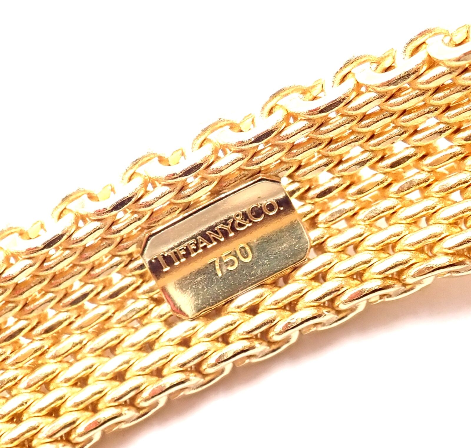 Tiffany & Co. Jewelry & Watches:Fine Jewelry:Bracelets & Charms Authentic! Tiffany & Co 18k Yellow Gold Somerset Mesh Bangle Bracelet 91.9 Grams