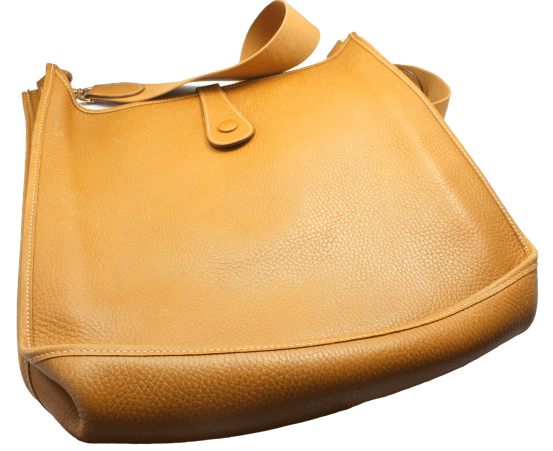 Authentic! Hermes Evelyne Natural Tan Clemence Leather GM Handbag