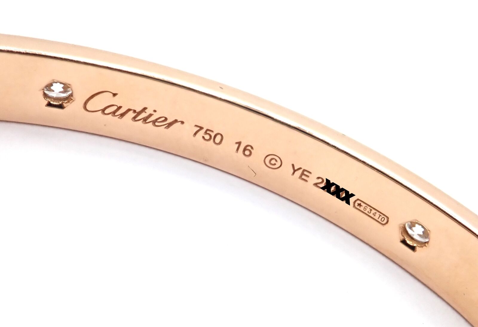 Authentic Cartier 18k Rose Gold 4 Diamond Love Bangle Bracelet