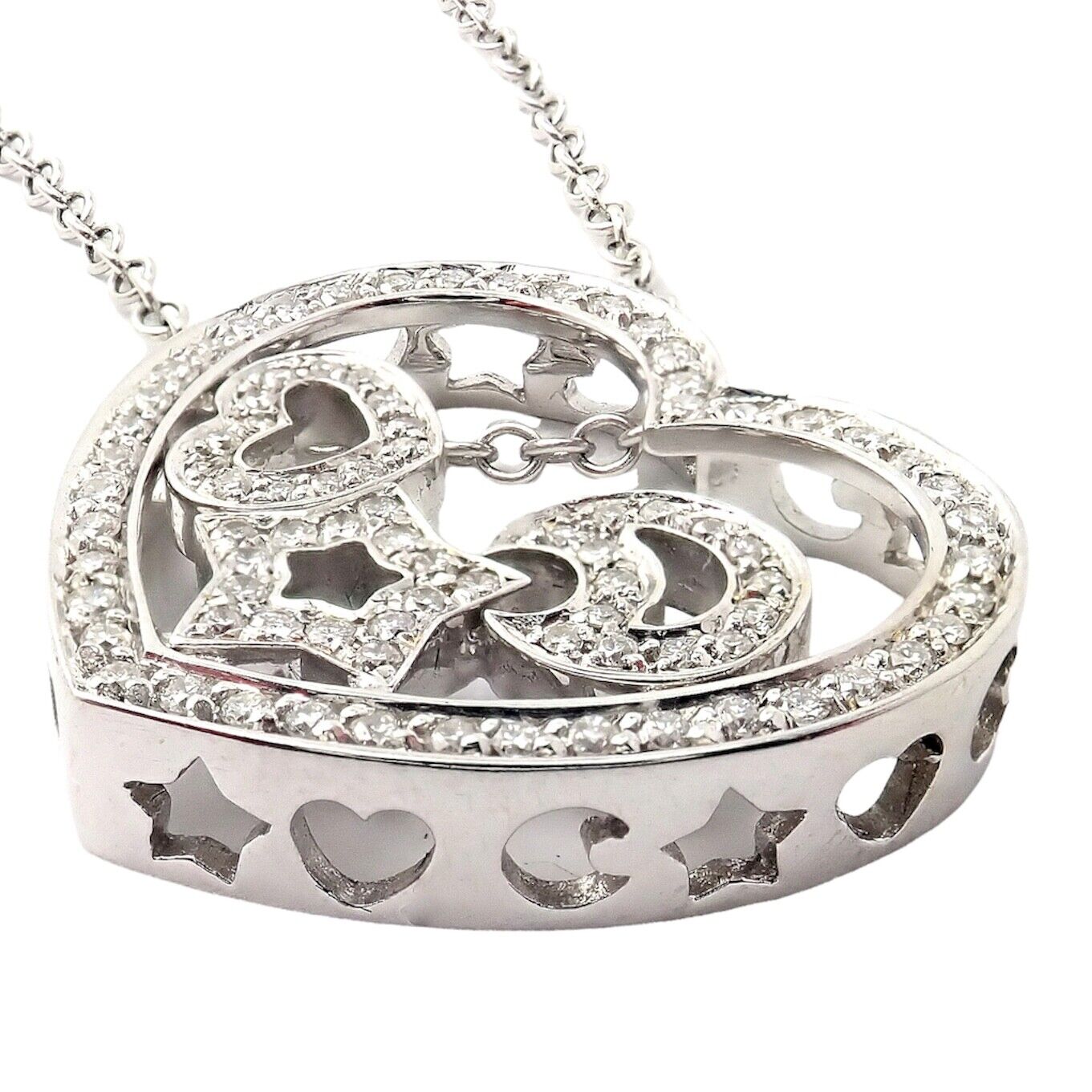 Pasquale Bruni Jewelry & Watches:Fine Jewelry:Necklaces & Pendants Pasquale Bruni 18k White Gold Diamond Heart Moon Necklace