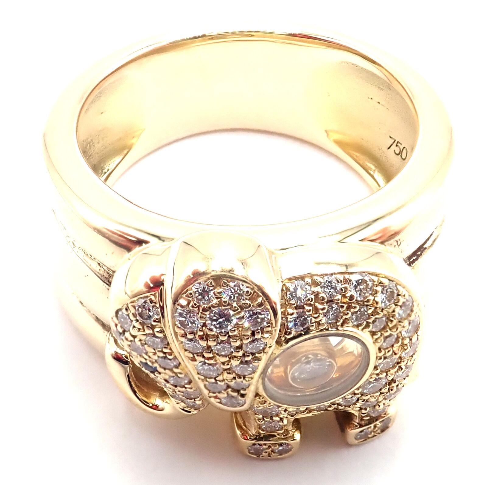 Chopard Jewelry & Watches:Fine Jewelry:Rings Authentic! Chopard Happy Elephant 18k Yellow Gold Diamond Wide Band Ring