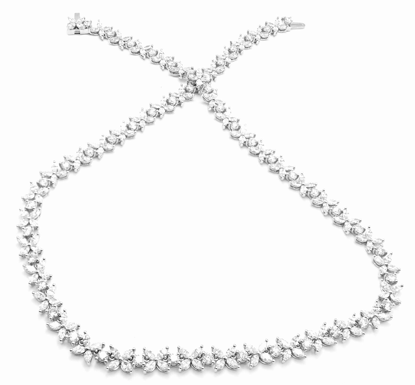Authentic! Tiffany & Co Victoria Platinum Diamond Alternating Graduated  Necklace