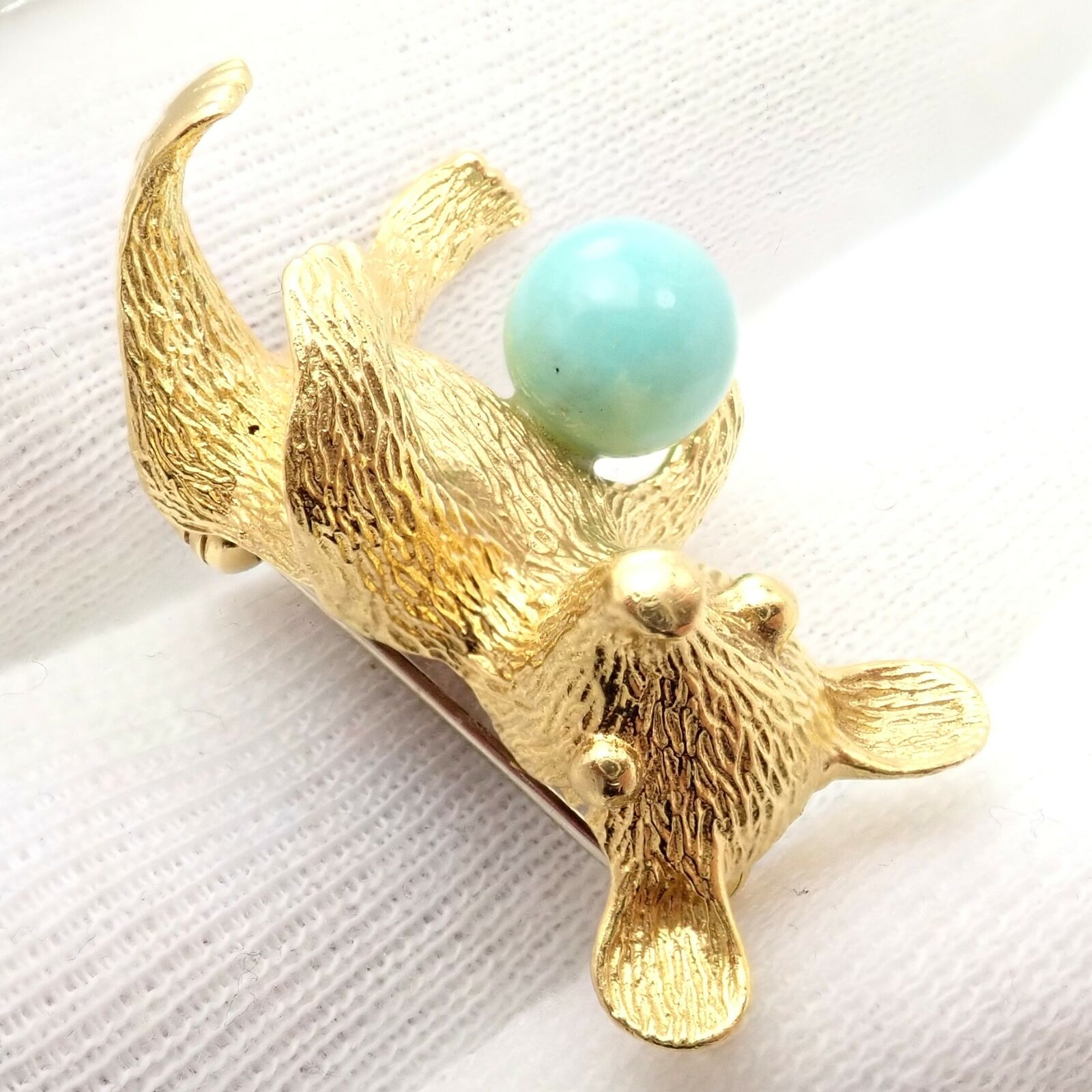 Cartier Jewelry & Watches:Fine Jewelry:Brooches & Pins Rare! Authentic Cartier Germany 18k Yellow Gold Turquoise Bear Pin Brooch