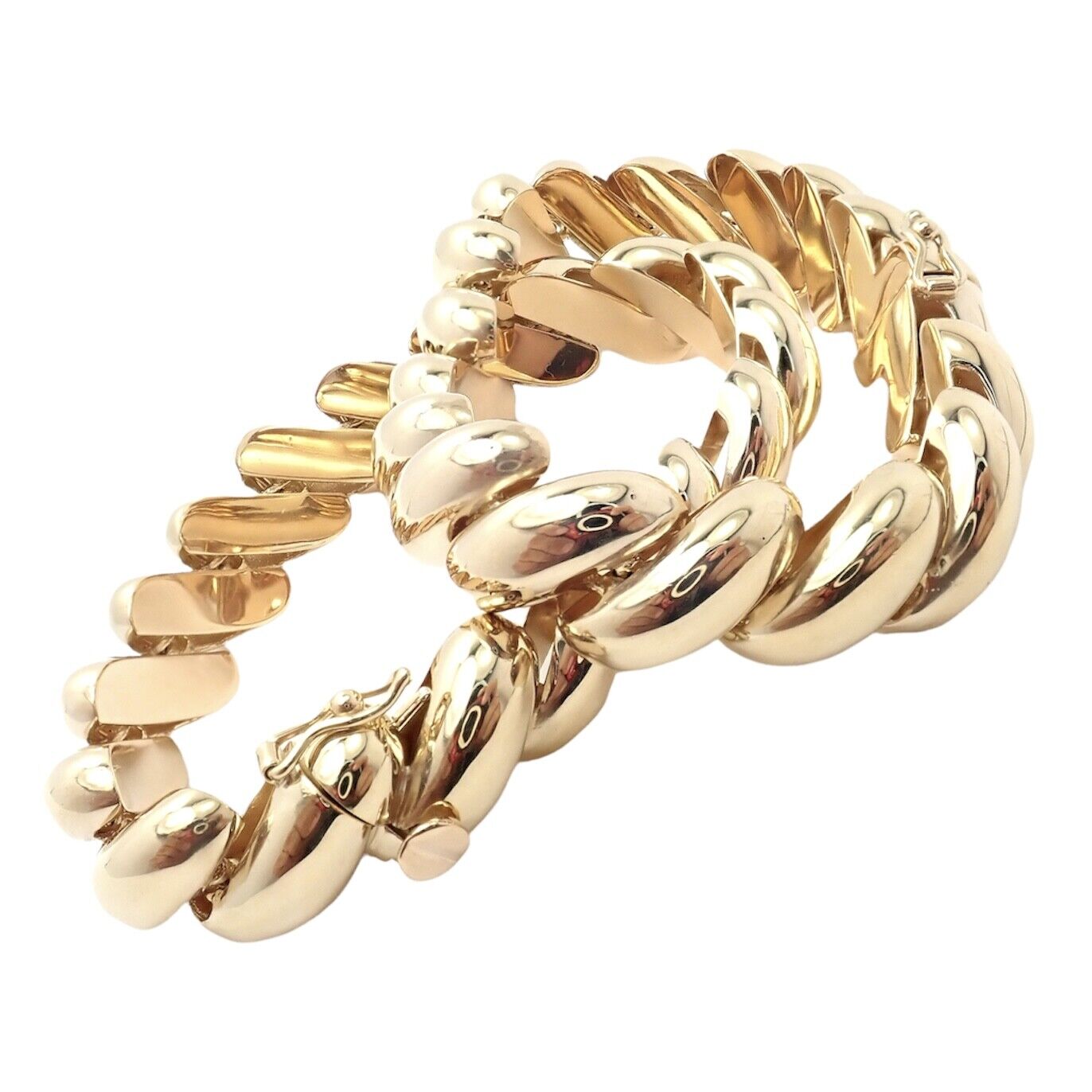 Tiffany & Co. Jewelry & Watches:Fine Jewelry:Bracelets & Charms Vintage Tiffany & Co 14k Yellow Gold Set Of Two Macaroni San Marco Link Bracelet