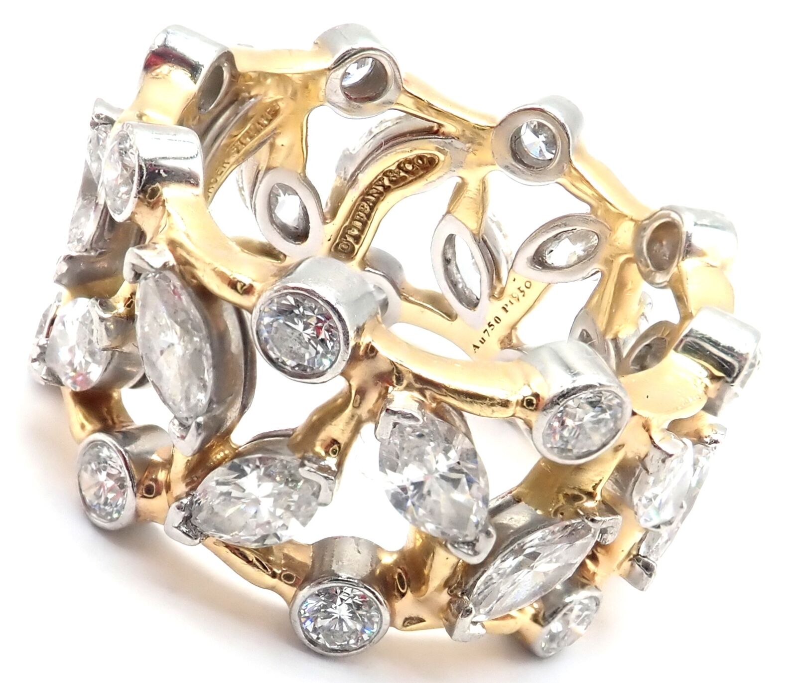 Jean Schlumberger for Tiffany & Co Jewelry & Watches:Fine Jewelry:Rings Tiffany & Co Schlumberger Vigne 18k Gold Platinum Diamond Band Ring Size 6 Paper