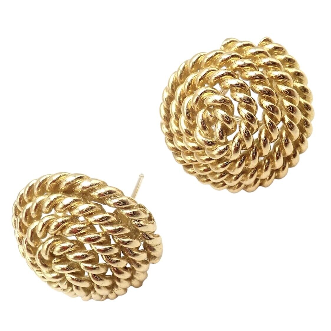 Tiffany & Co. Jewelry & Watches:Fine Jewelry:Earrings Rare! Authentic Vintage Tiffany & Co 18k Yellow Gold Large Coiled Rope Earrings