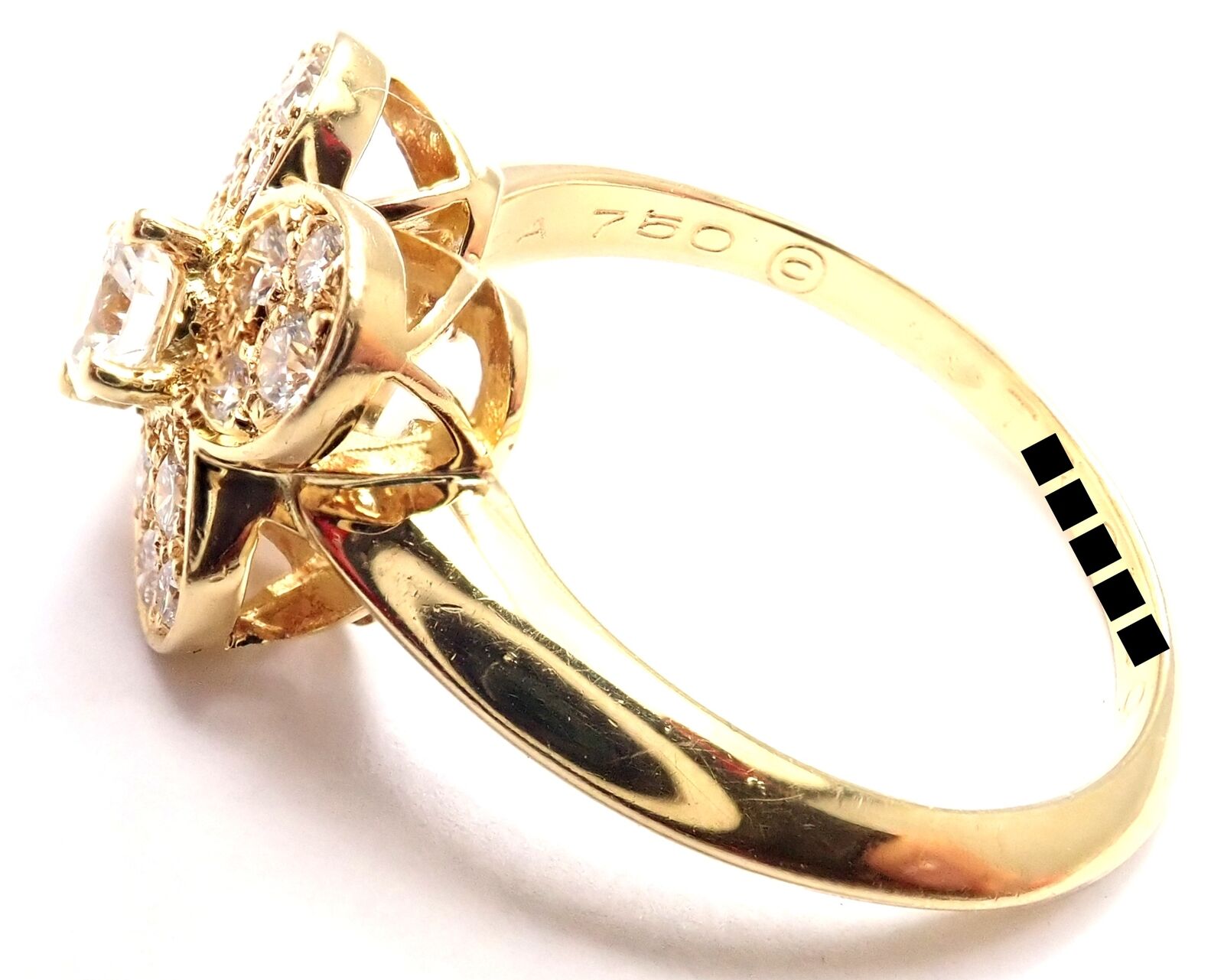 Authentic! Van Cleef & Arpels Trefle 18K Yellow Gold Diamond Ring