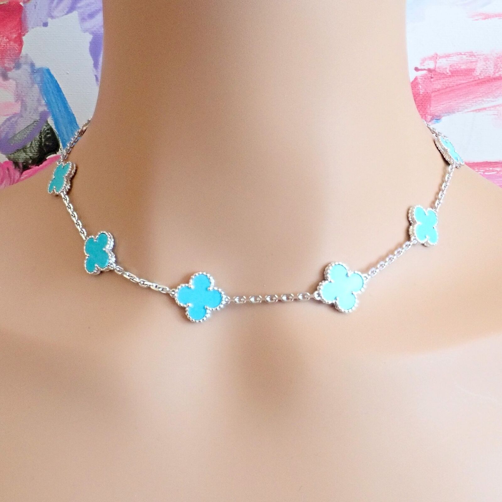 turquoise clover necklace – Theodosia Jewelry