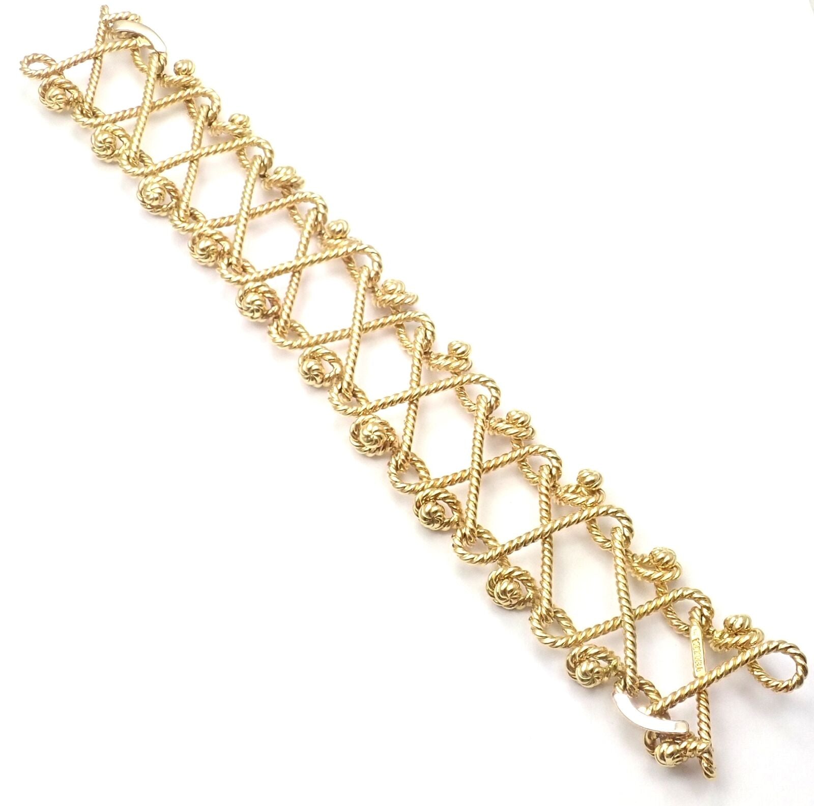 Verdura Jewelry & Watches:Fine Jewelry:Bracelets & Charms Rare! Authentic Verdura 18k Yellow Gold Twisted Rope Openwork Wide Link Bracelet