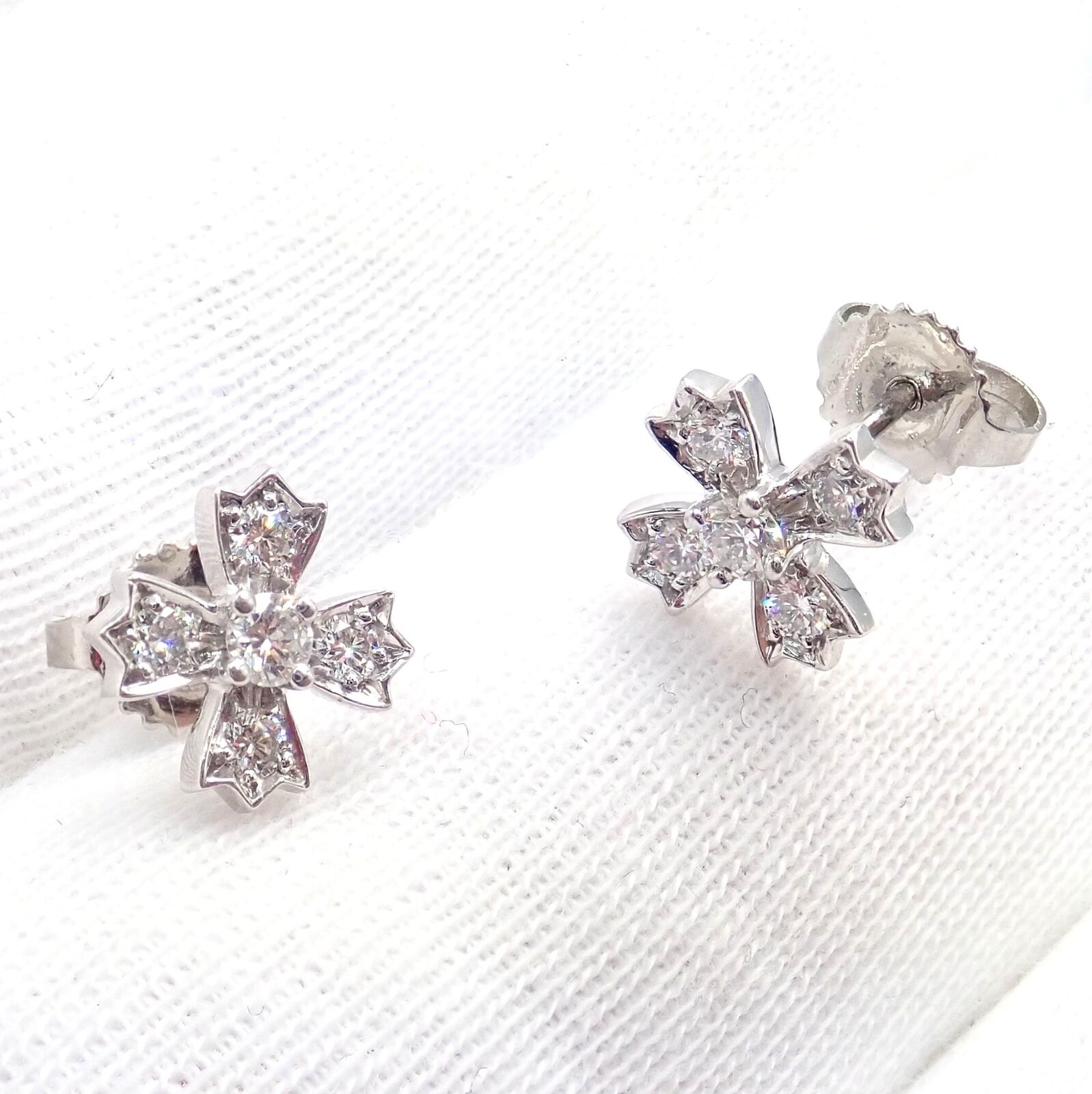 Tiffany & Co. Jewelry & Watches:Fine Jewelry:Earrings Authentic! Tiffany & Co Platinum Flower Cross Diamond Small Stud Earrings