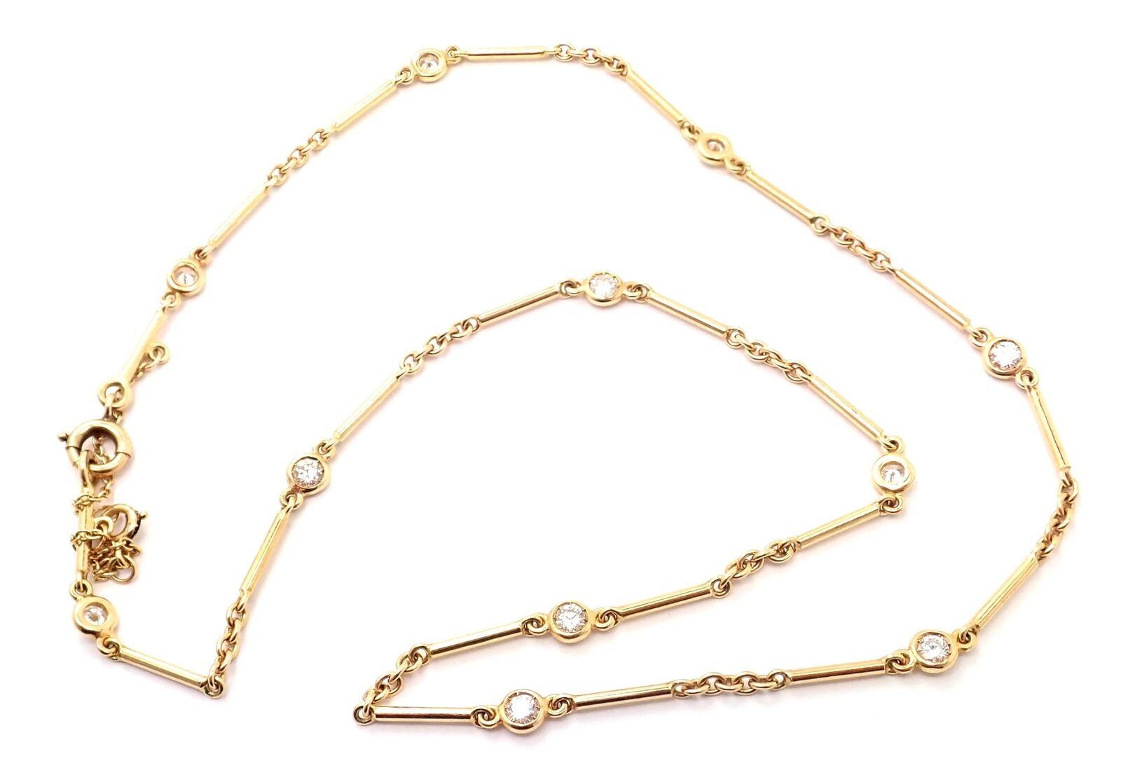 Cartier Jewelry & Watches:Fine Jewelry:Necklaces & Pendants Authentic! Cartier 18k Yellow Gold Diamond By The Yard Choker Chain Necklace