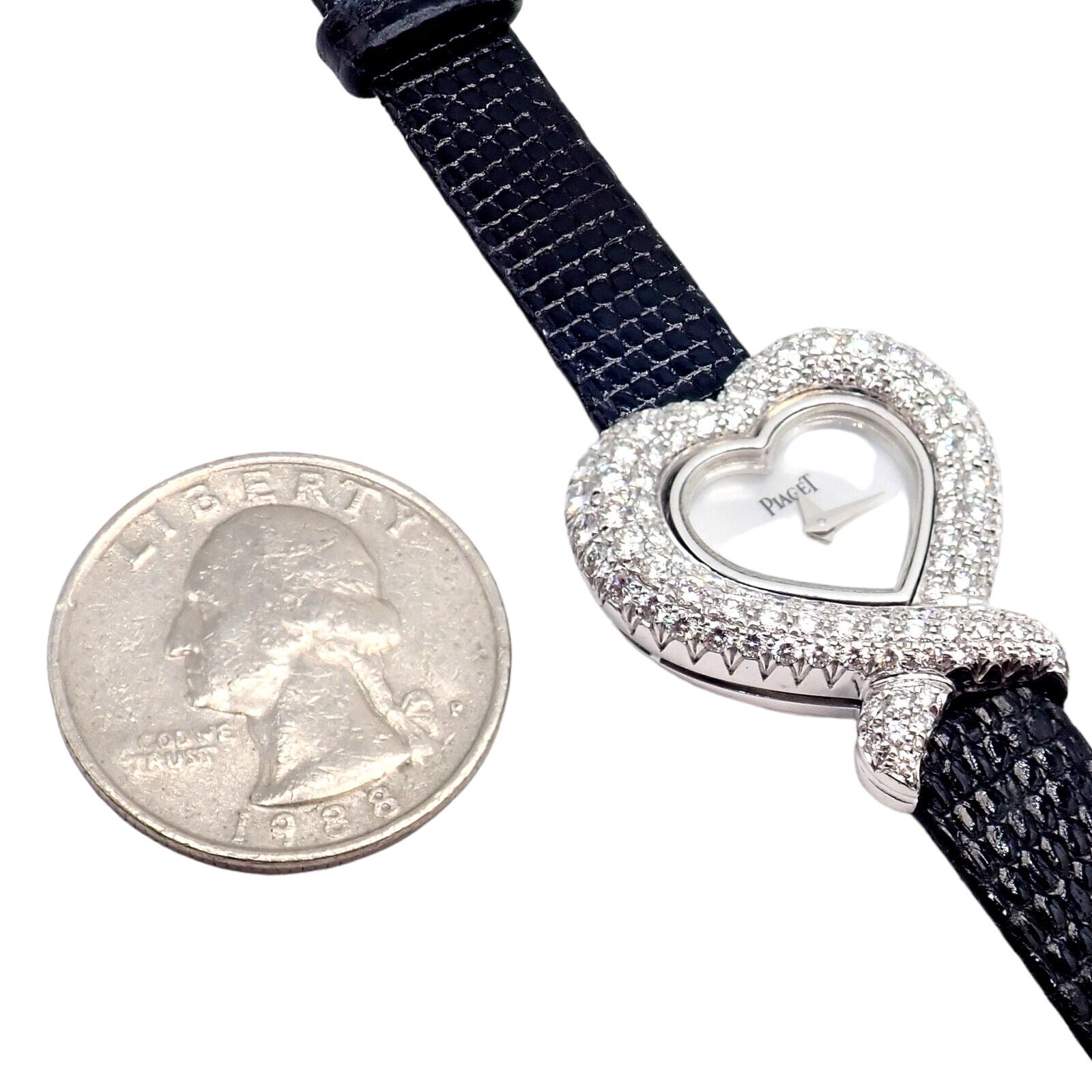 Authentic Piaget 18k White Gold Diamond Heart Ladies Watch 5285