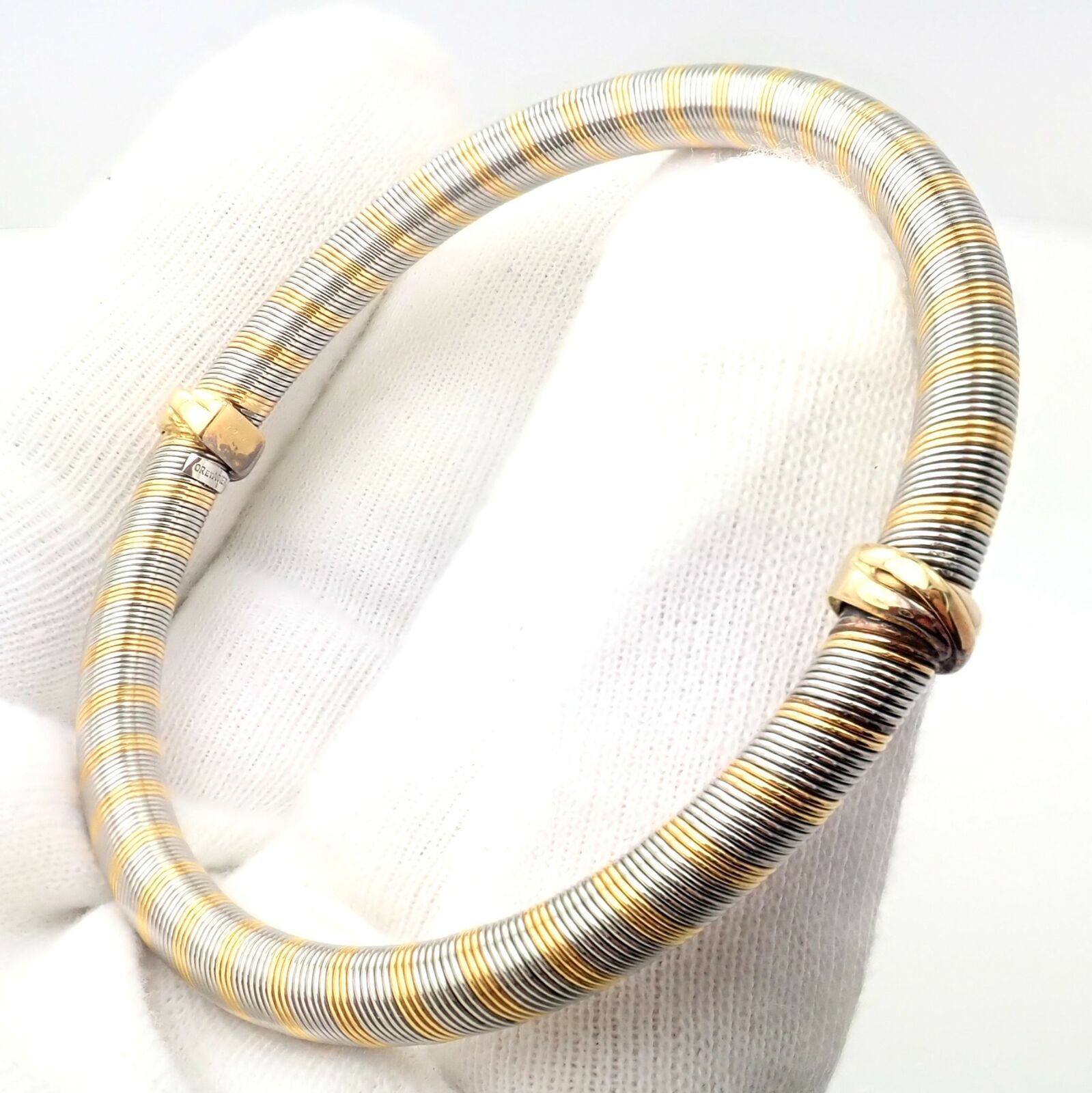 Authentic Vintage Cartier 18k Yellow Gold + Steel Bangle Trinity Bracelet