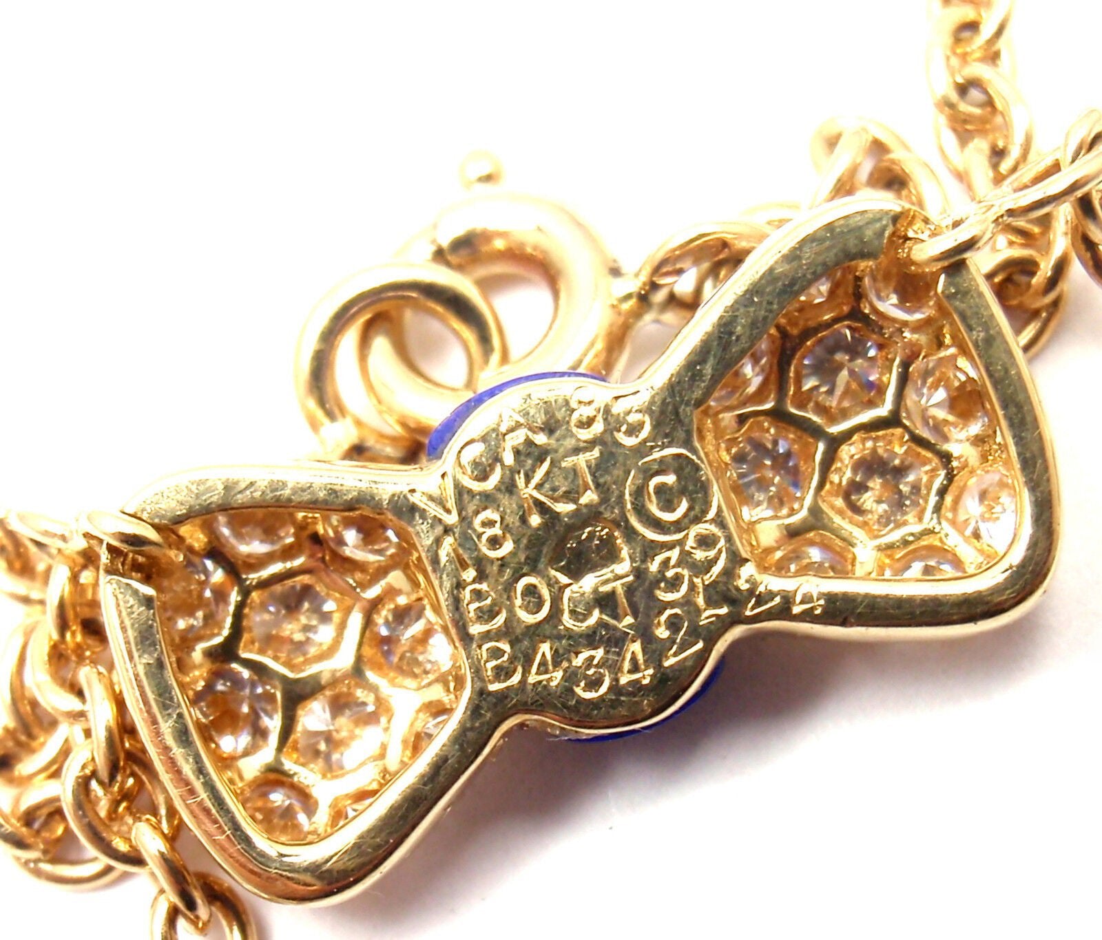 Van Cleef & Arpels Jewelry & Watches:Fine Jewelry:Necklaces & Pendants Authentic! Van Cleef & Arpels 18k Yellow Gold Diamond Lapis Bow Pendant Necklace