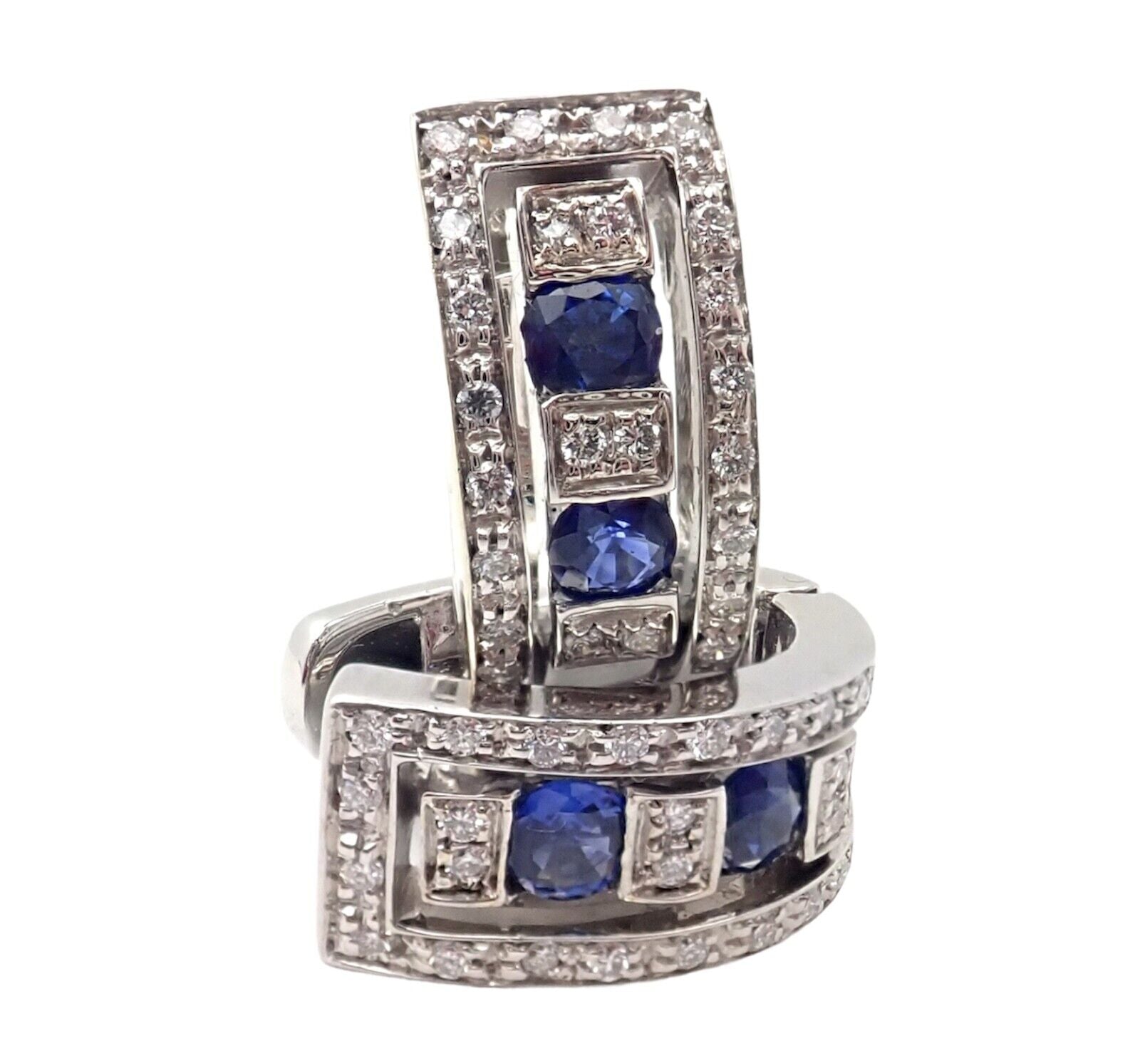 Damiani Jewelry & Watches:Fine Jewelry:Earrings Authentic! Damiani 18k White Gold Diamond Sapphire Belle Epoque Earrings