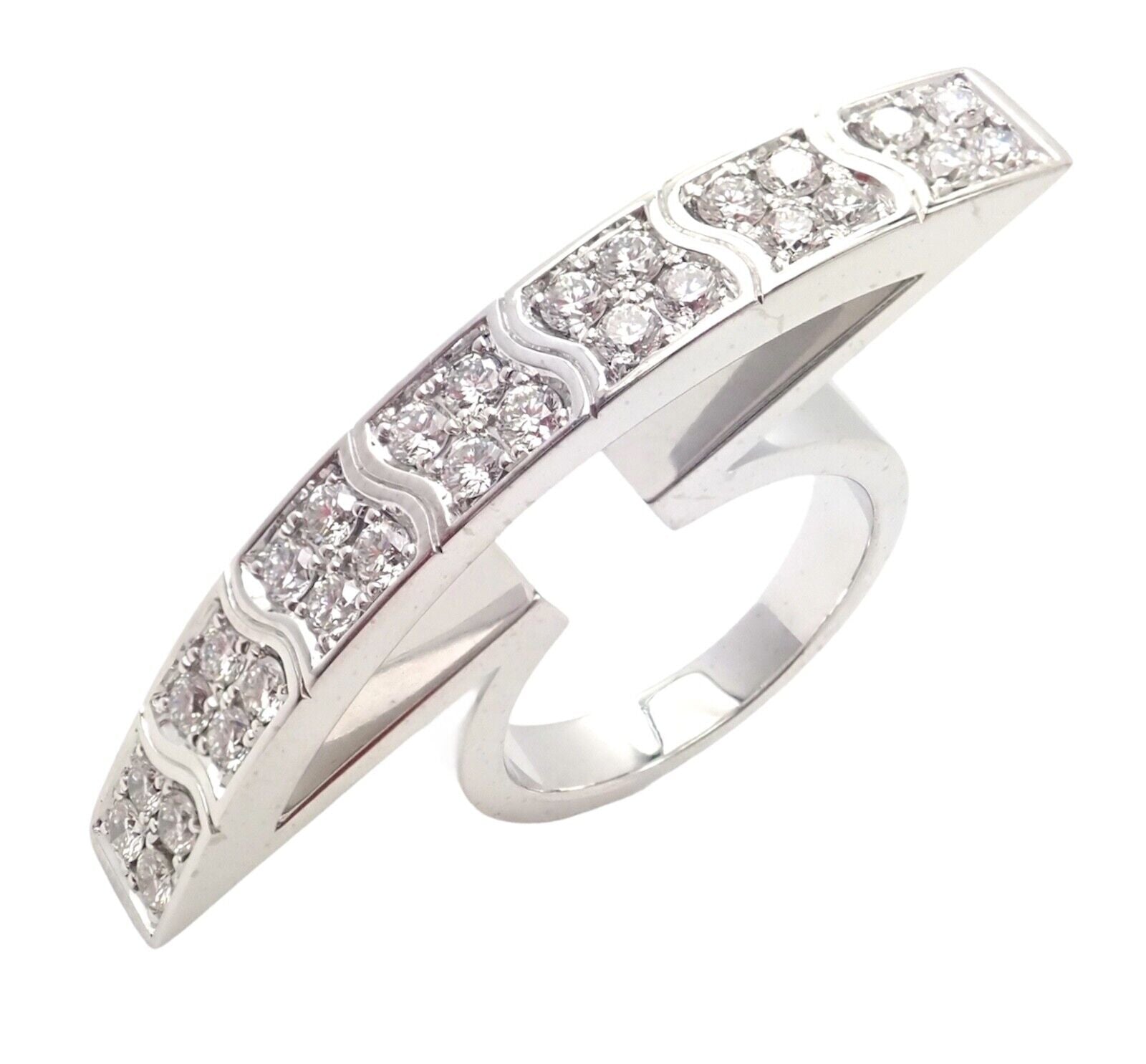 Piaget Jewelry & Watches:Fine Jewelry:Rings Authentic! Piaget 18k White Gold Diamond Big Crest Edge Statement Ring sz 8
