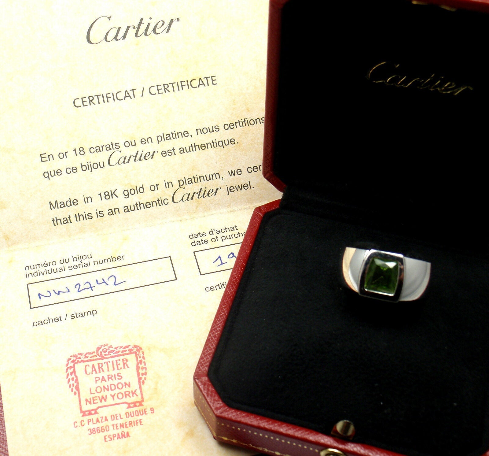 Cartier Jewelry & Watches:Fine Jewelry:Rings Rare! Authentic Cartier La Dona 18k White Gold Peridot Ring Box Certificate