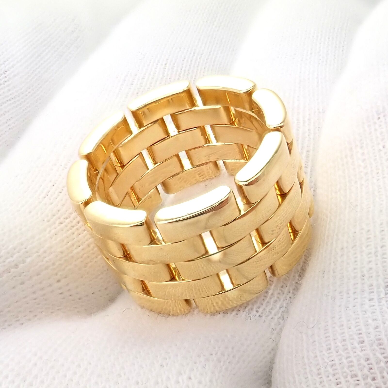 Cartier Jewelry & Watches:Fine Jewelry:Rings Authentic! Cartier 18k Yellow Gold Maillon Panthere 5 Row Ring Sz 55 7.25 + Cert