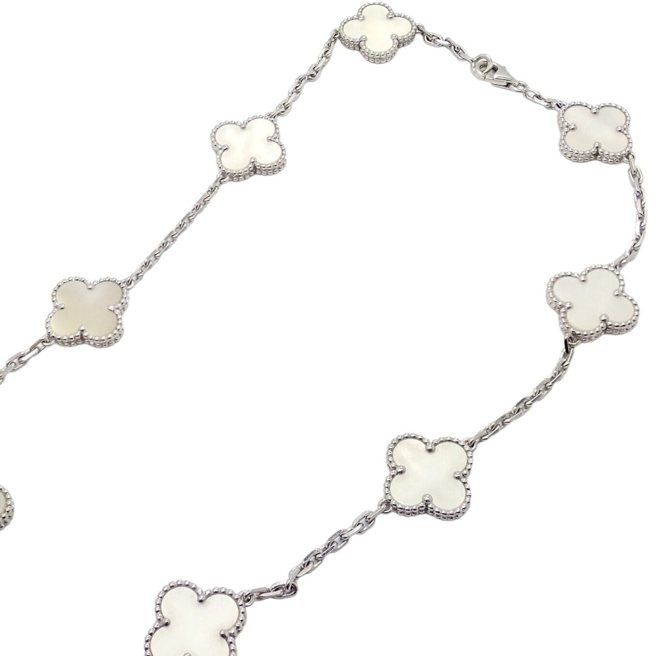 18K Yellow Gold Van Cleef & Arpels Vintage Alhambra Necklace 10 Motifs  White mother-of-pearl VCARA42800