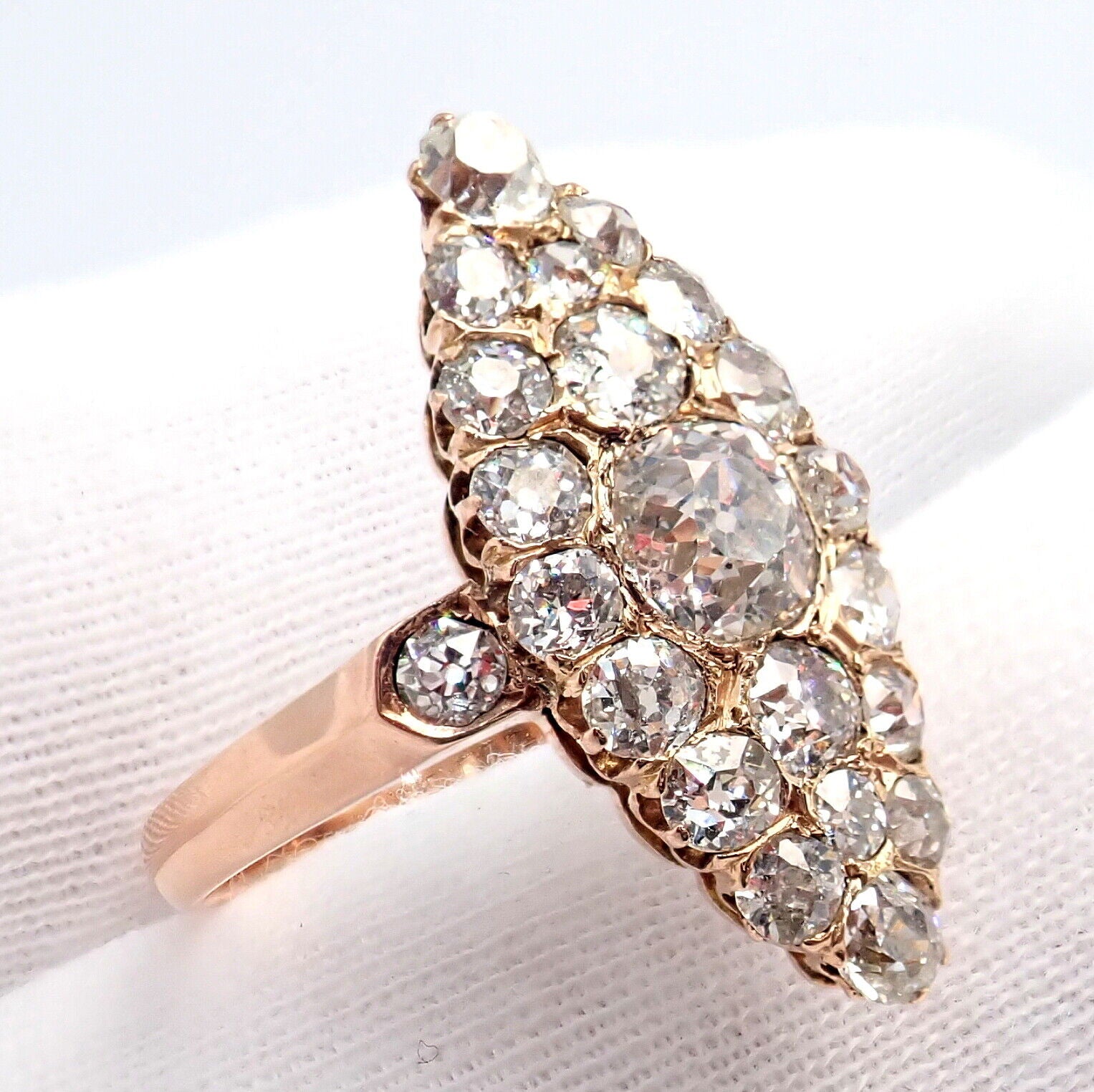 Estate Jewelry & Watches:Vintage & Antique Jewelry:Rings 1930s Antique Vintage Estate 18k Rose Gold Old Miner Cut Diamond 3.80ctw Ring