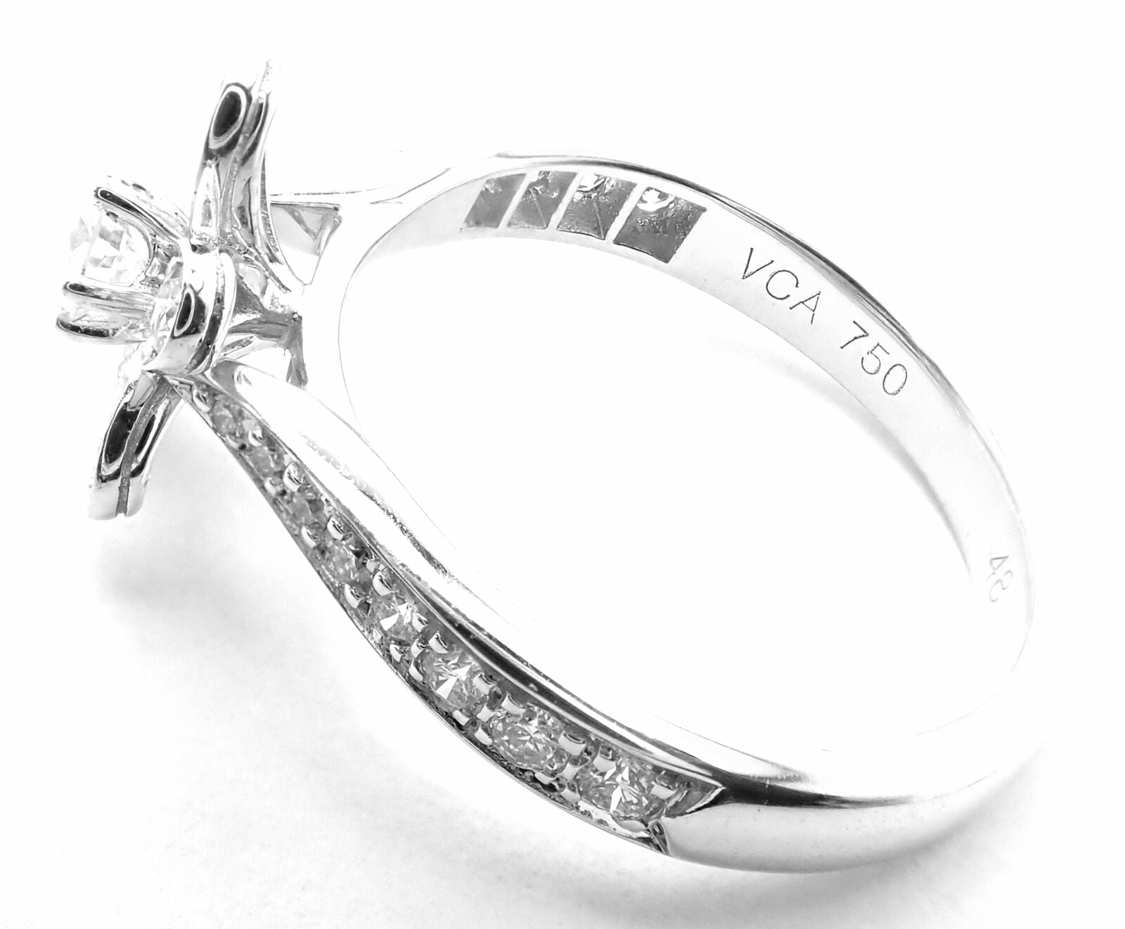 Cartier Jewelry & Watches:Fine Jewelry:Rings Authentic! Van Cleef & Arpels Socrate 18k White Gold Diamond 1 Flower Ring