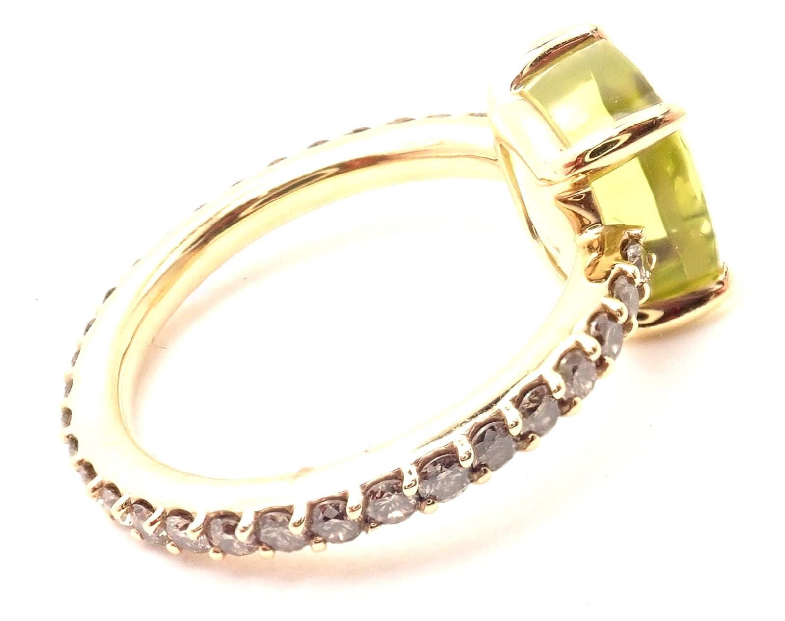 Authentic Pomellato Baby 18k Rose Gold Cognac Diamond Lemon Quartz Ring