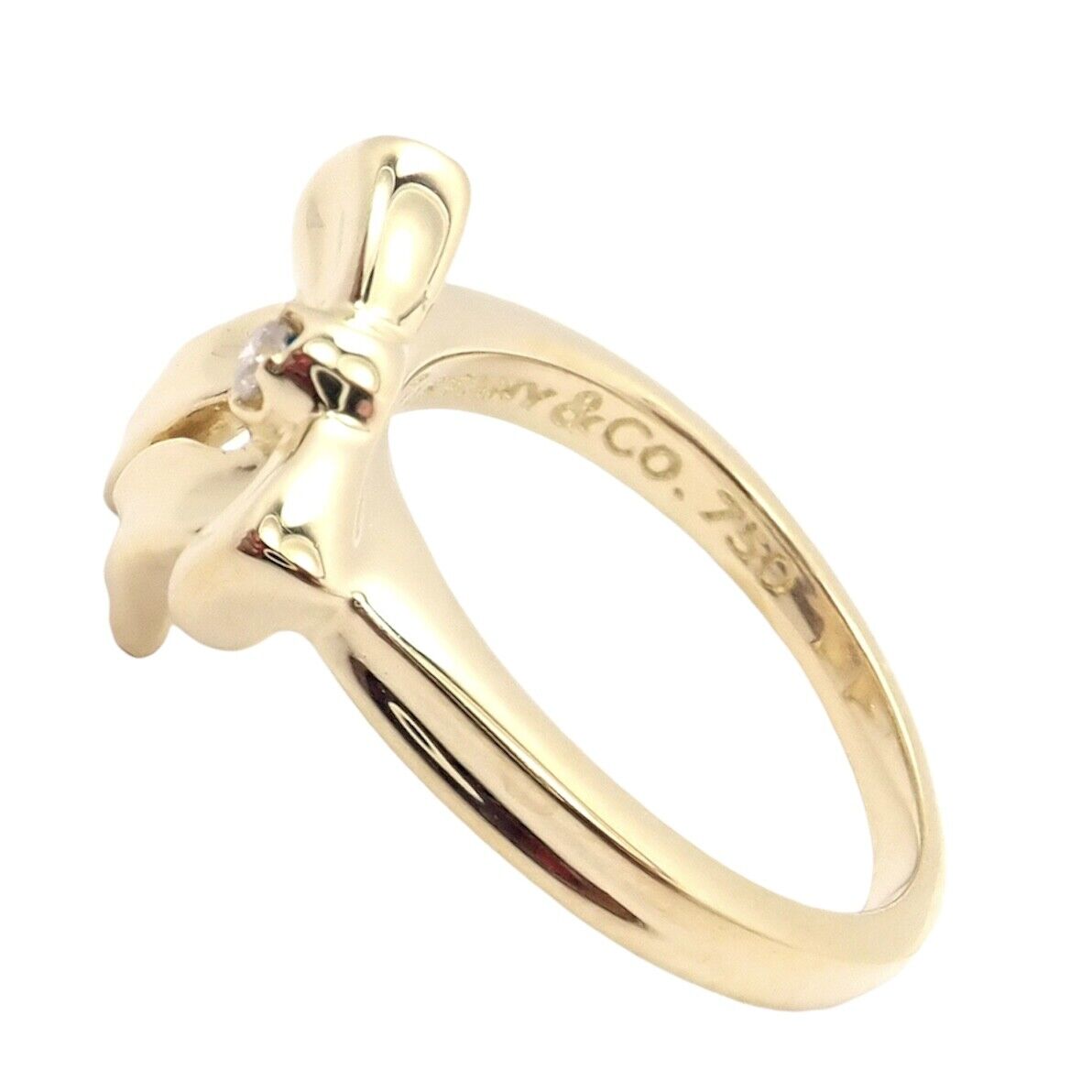Tiffany & Co Jewelry & Watches:Fine Jewelry:Rings Vintage! Tiffany & Co. 18k Yellow Gold Diamond Ribbon Bow Band Ring