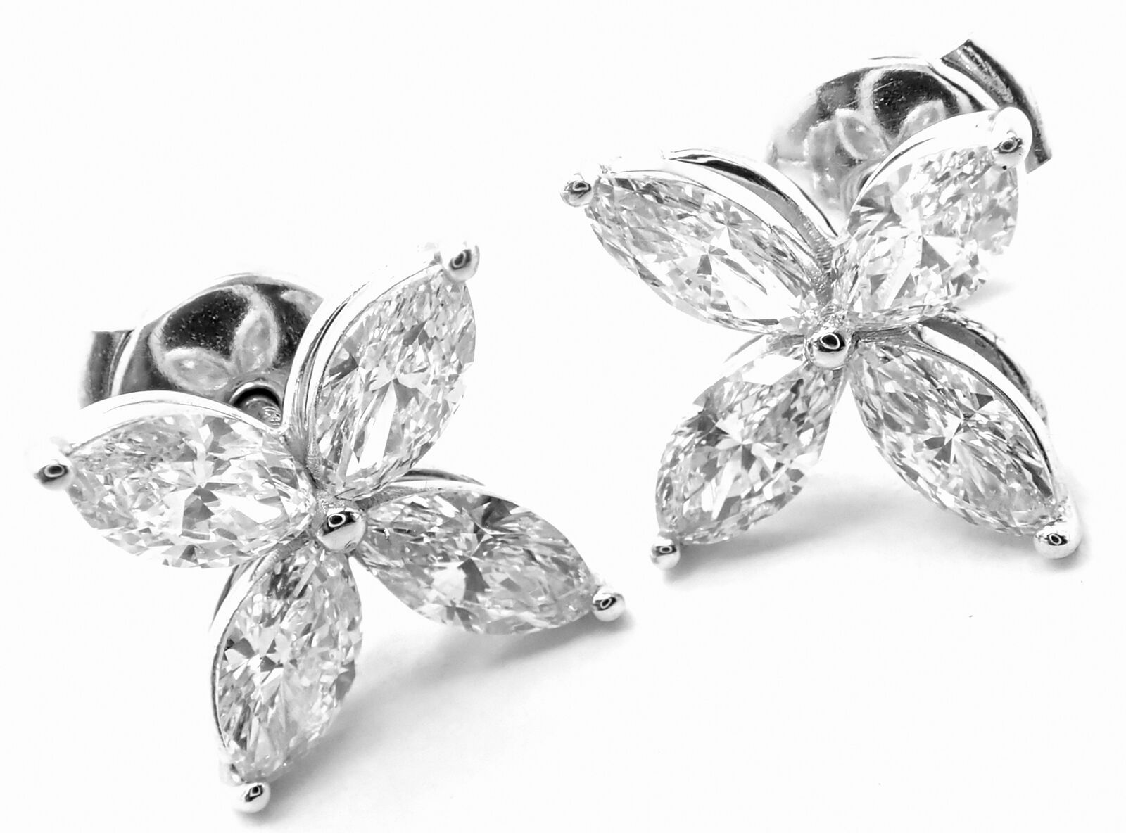Tiffany & Co. Jewelry & Watches:Fine Jewelry:Earrings Authentic! Tiffany & Co Platinum Victoria Diamond Large Stud Earrings Ret $24000