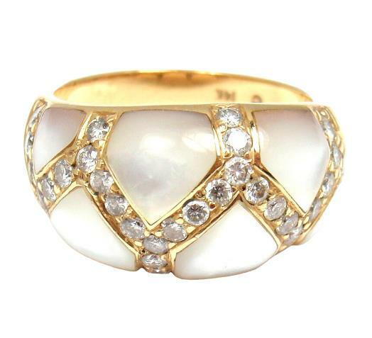 Kabana Jewelry & Watches:Fine Jewelry:Rings Kabana 14k Yellow Gold Mother of Pearl 0.30ctw Diamond Ring 5.75