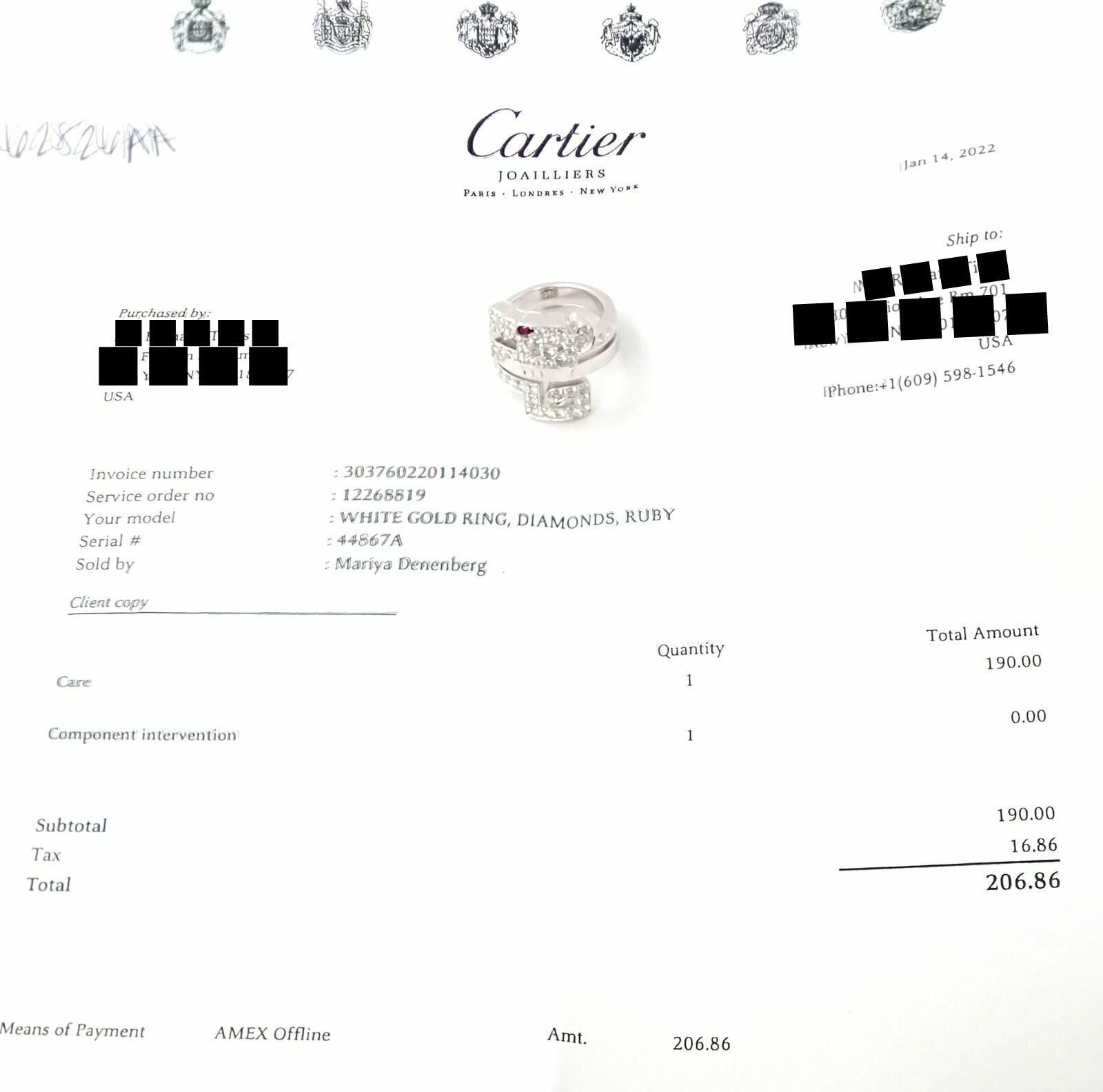 Authentic Cartier Le Baiser Du Dragon 18k White Gold Diamond Ruby