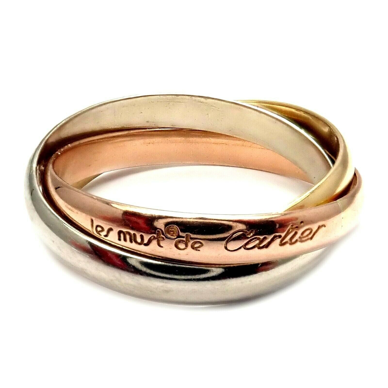 Cartier Jewelry & Watches:Fine Jewelry:Rings Authentic! Must De Cartier Three Color 18k Gold Trinity Band Ring US 10.25 EU 63