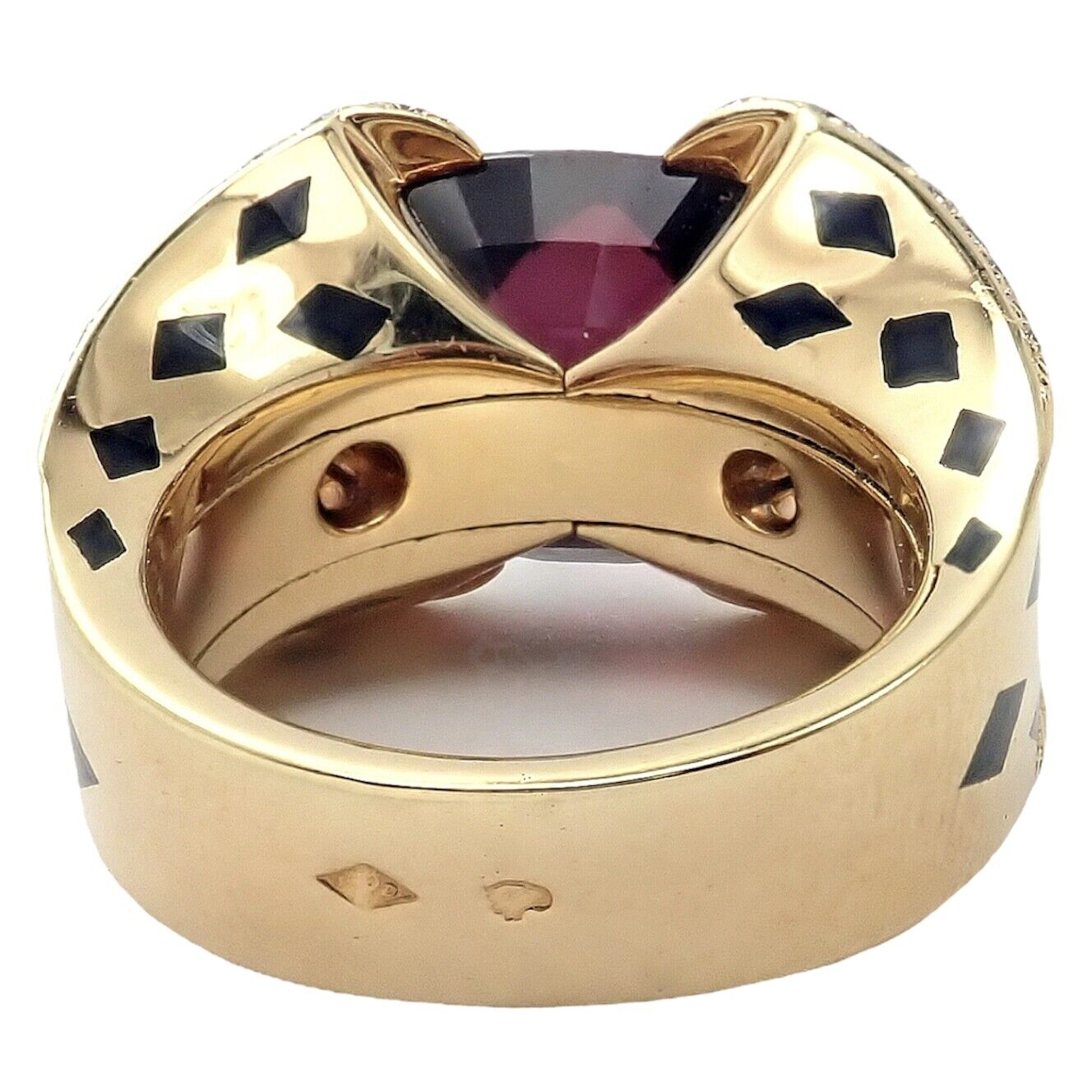 Cartier Jewelry & Watches:Fine Jewelry:Rings Authentic! Cartier Panthere 18k Yellow Gold Diamond Rhodolite Garnet Enamel Ring
