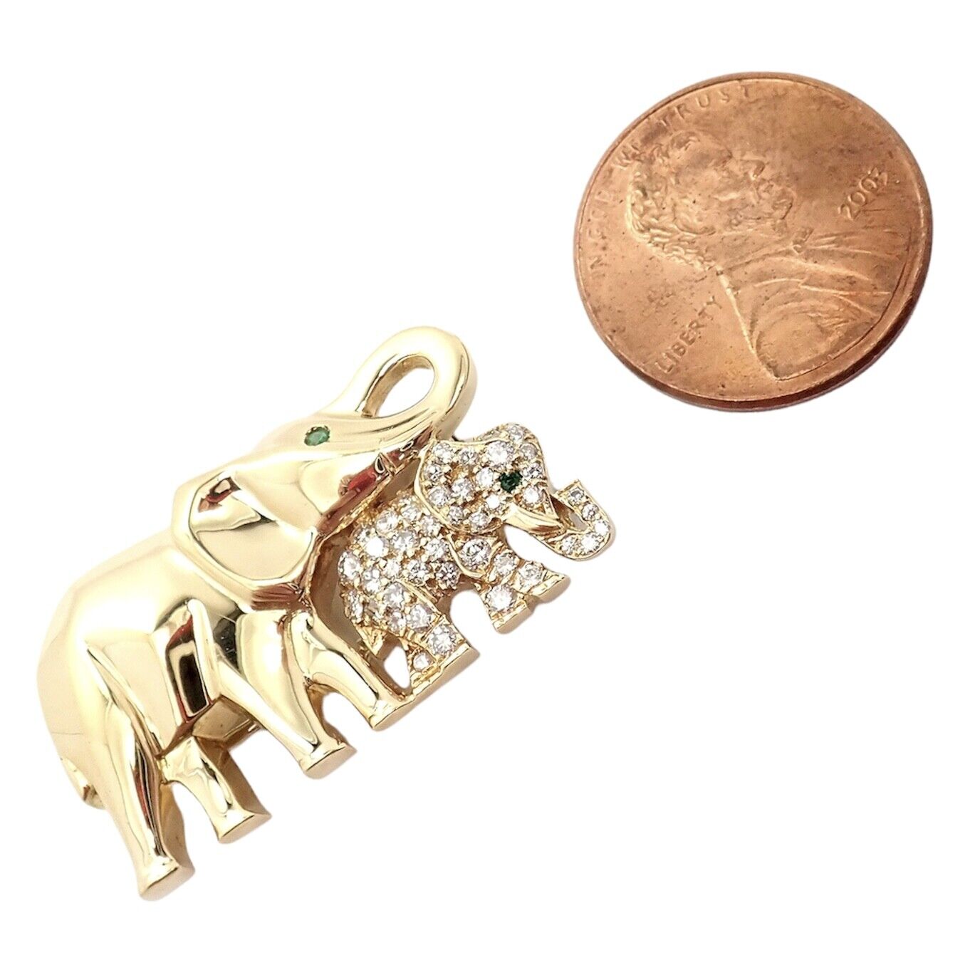 Cartier Jewelry & Watches:Fine Jewelry:Brooches & Pins Authentic Cartier 18k Yellow Gold Mother Child Elephant Diamond Brooch Pin