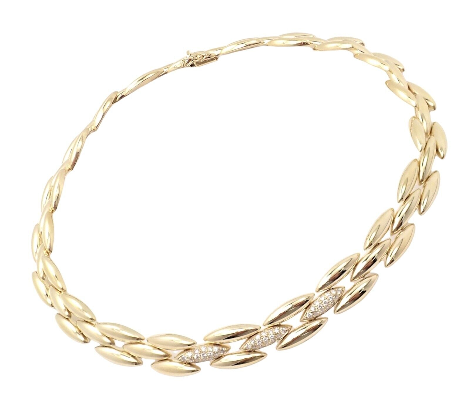 Cartier Jewelry & Watches:Fine Jewelry:Necklaces & Pendants Authentic! Cartier 18k Yellow Gold Diamond Three Row Gentiane Rice Link Necklace