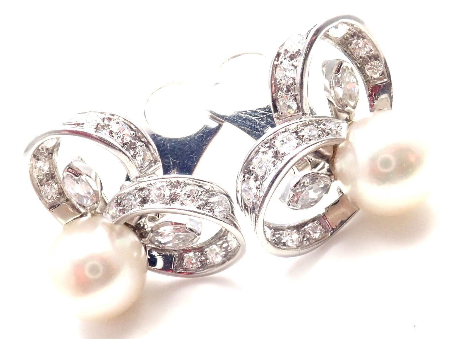 Marianne Ostier Jewelry & Watches:Fine Jewelry:Earrings Rare! Vintage Authentic Marianne Ostier Platinum Diamond Pearl Earrings
