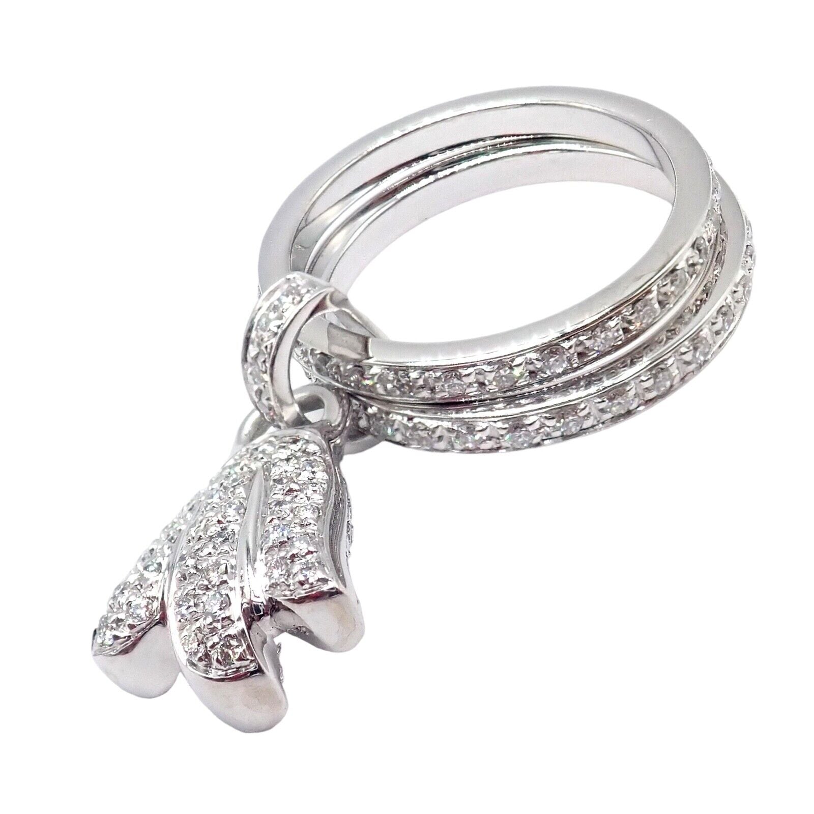 Piaget Jewelry & Watches:Fine Jewelry:Rings Authentic! Piaget 18k White Gold Diamond Double Band Flower Ring