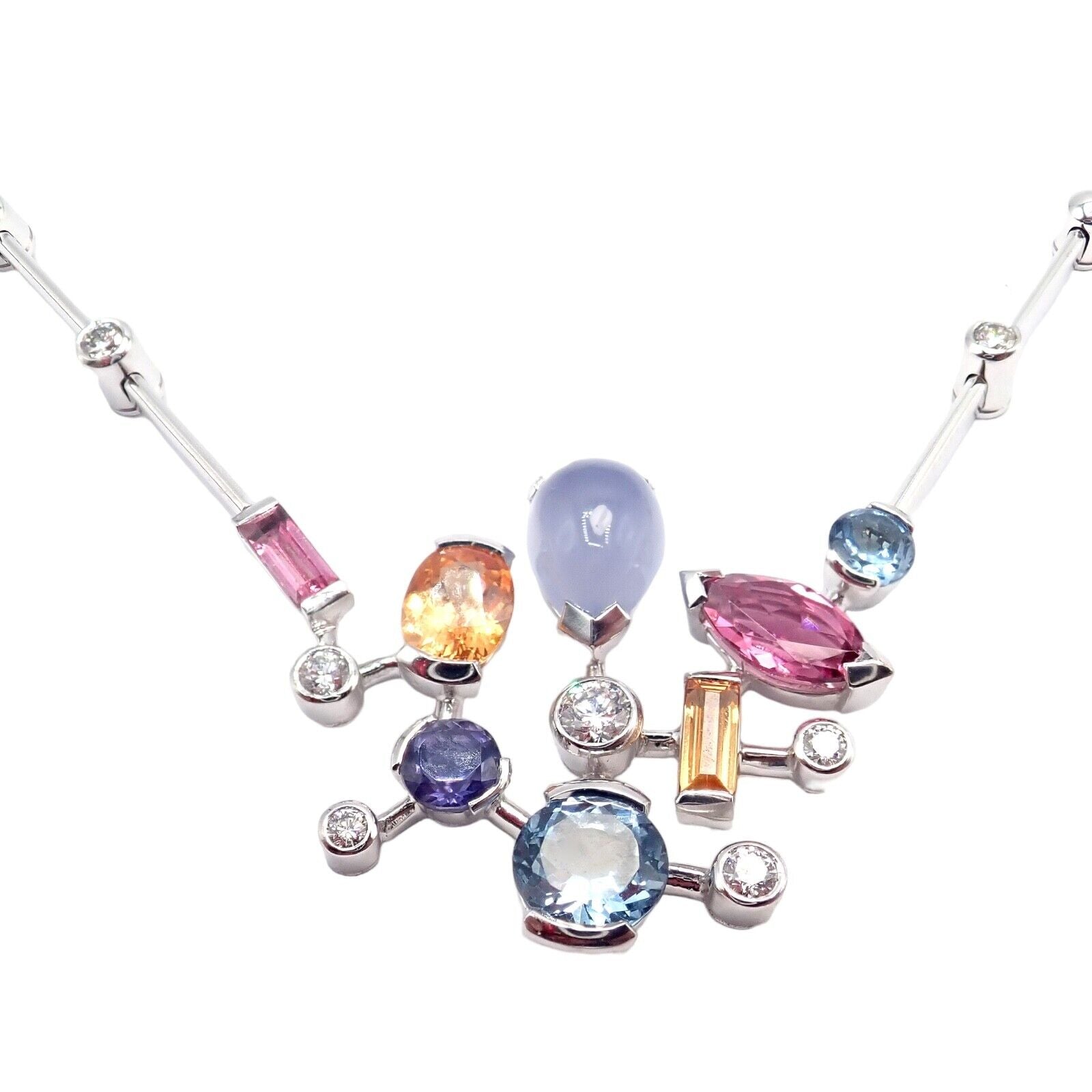 Cartier Jewelry & Watches:Fine Jewelry:Necklaces & Pendants Authentic! Cartier Platinum Diamond Meli Melo Gemstone Necklace w/Paper