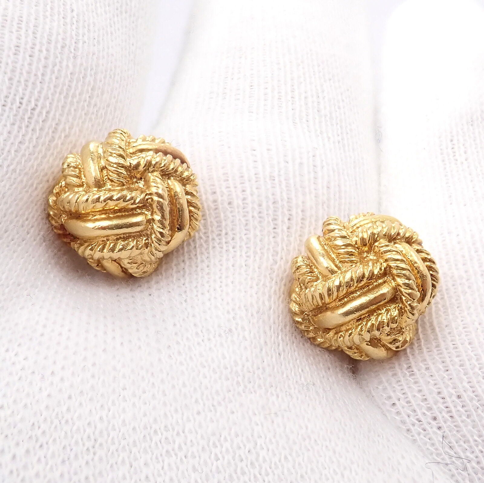 Rare! Vintage Tiffany & Co. 18k Yellow Gold Schlumberger Rope Knot Cufflinks