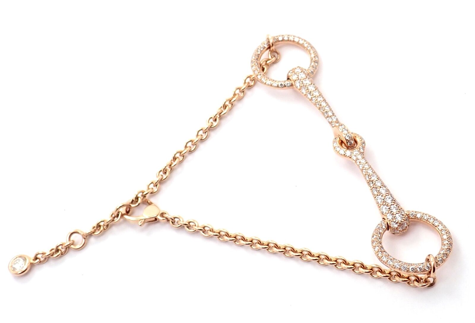 Hermes Jewelry & Watches:Fine Jewelry:Bracelets & Charms Authentic! Hermes Filet d'Or 18k Rose Gold Diamond Small Model Bracelet Cert.