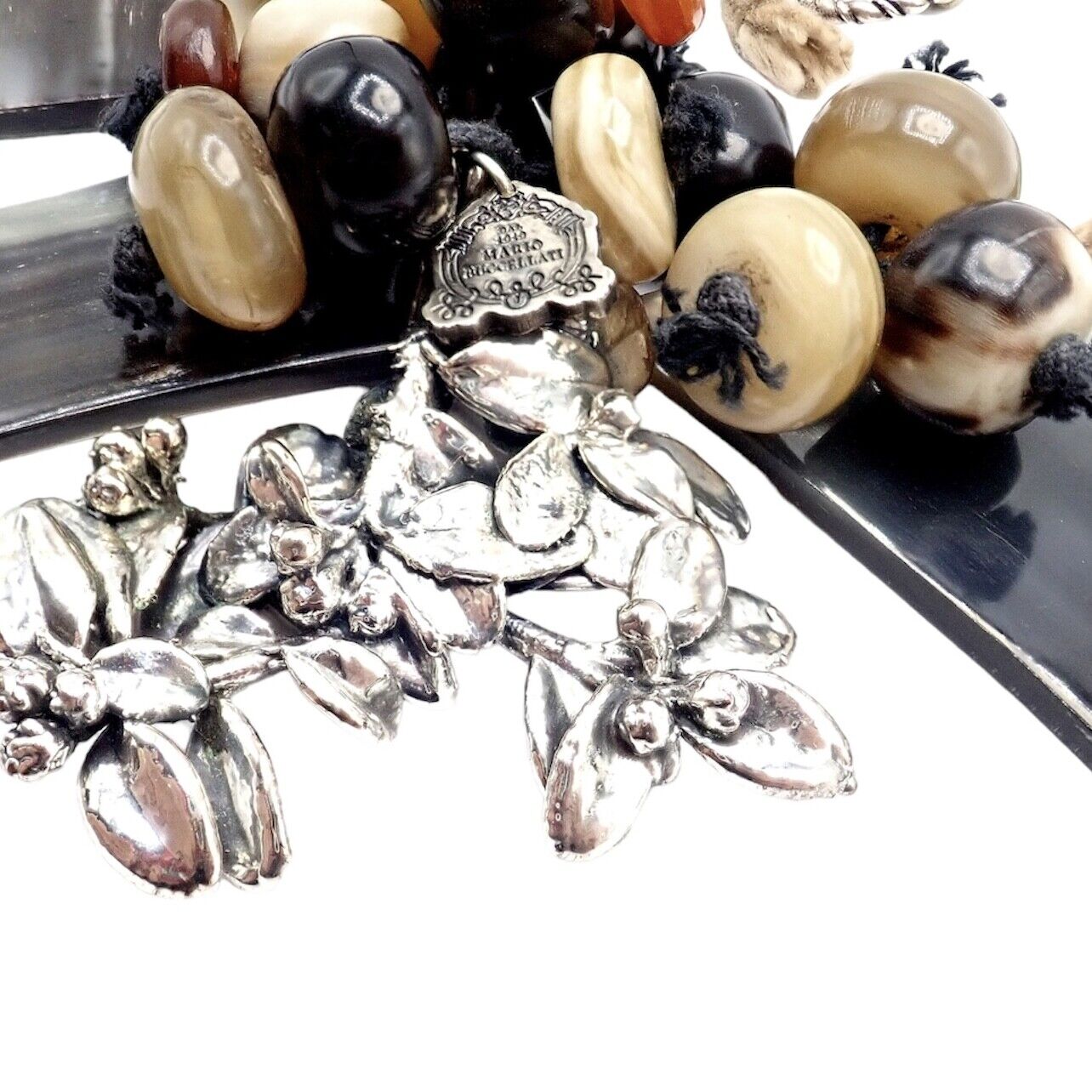 Buccellati Jewelry & Watches:Fine Jewelry:Necklaces & Pendants Vintage Mario Buccellati Silver Large Bead Antelope Horn Statement Necklace