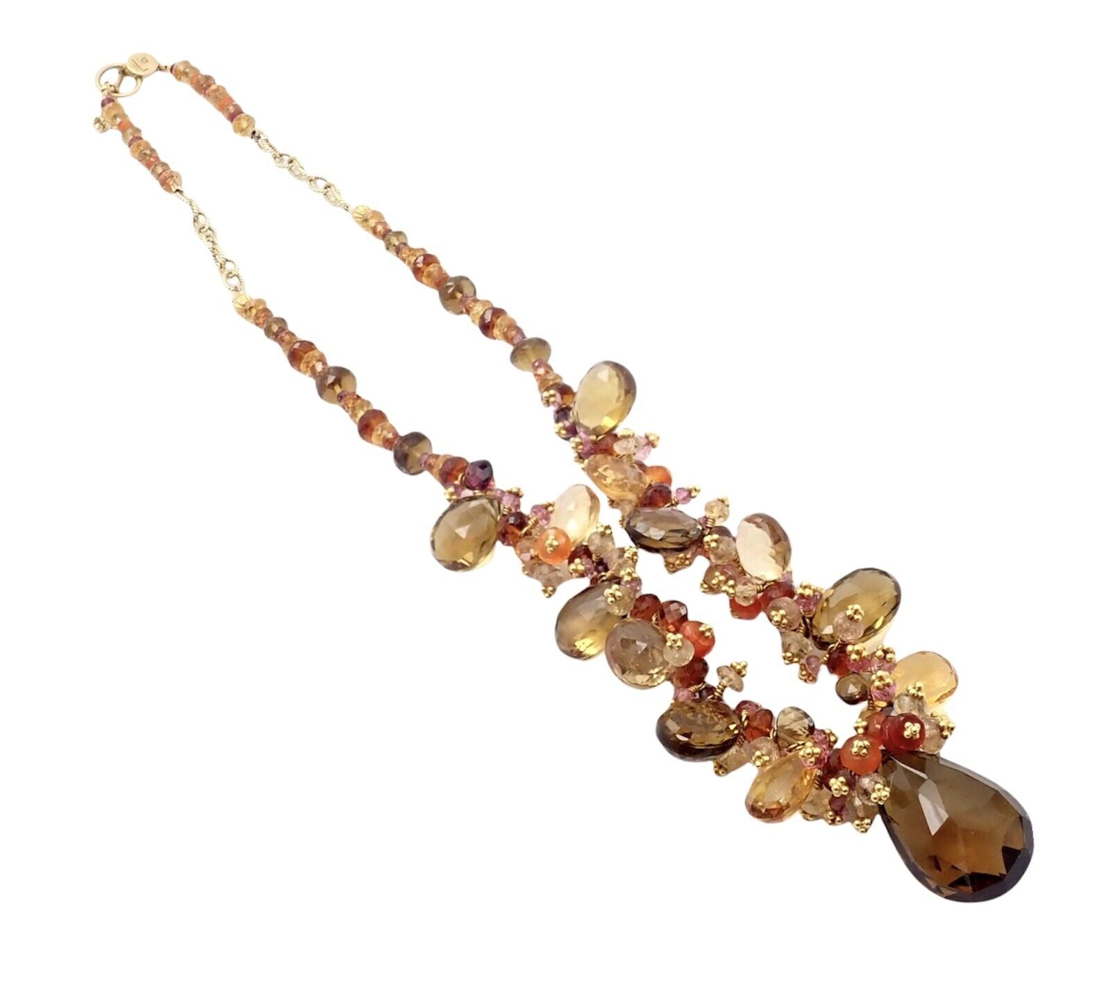 Laura Gibson Jewelry & Watches:Fine Jewelry:Necklaces & Pendants Laura Gibson 18k Yellow Gold Briolette Smokey Topaz Bead Large Candy Necklace